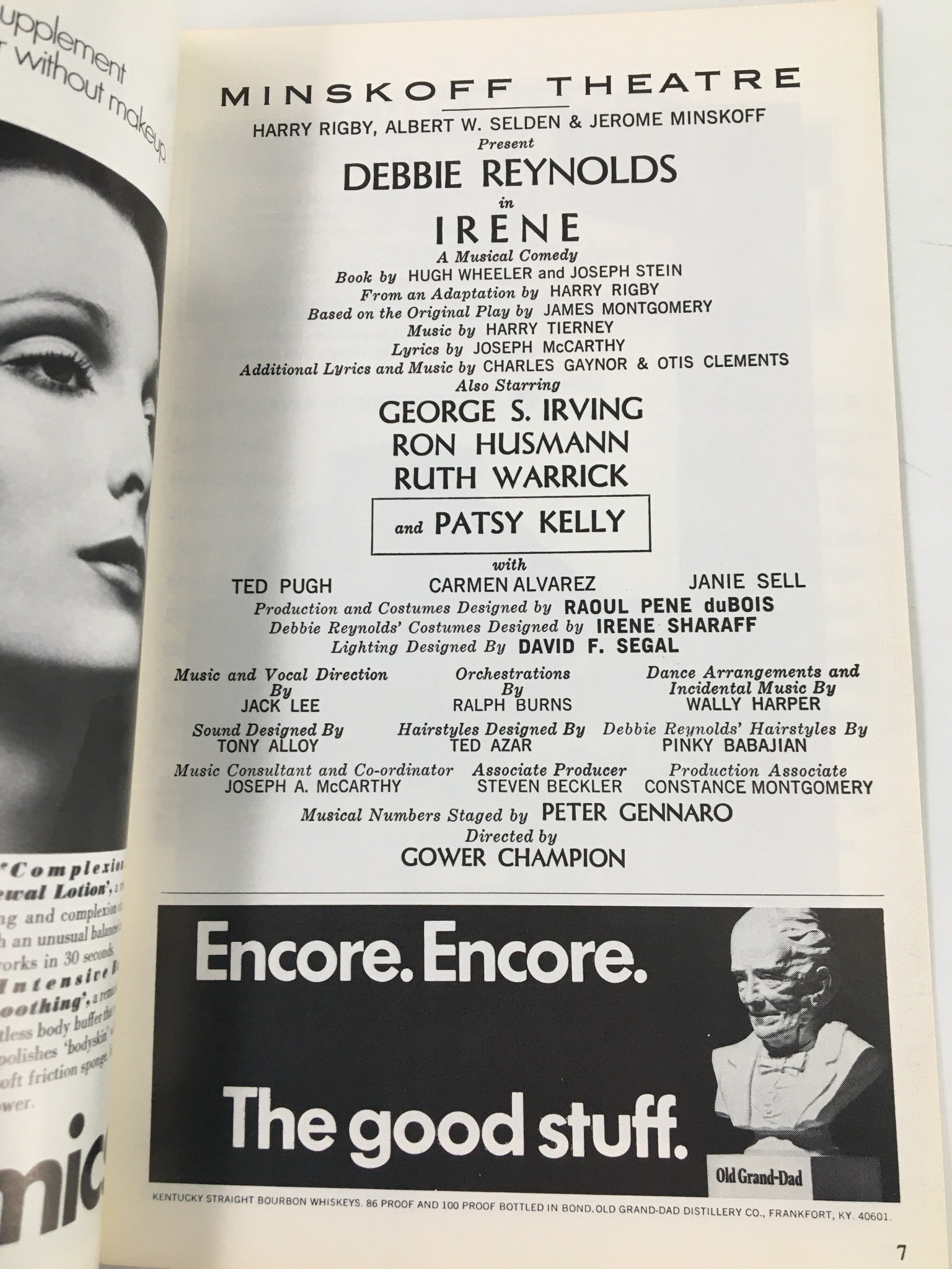 1973 Playbill Minskoff Theatre Debbie Reynolds, George S. Irving in Irene