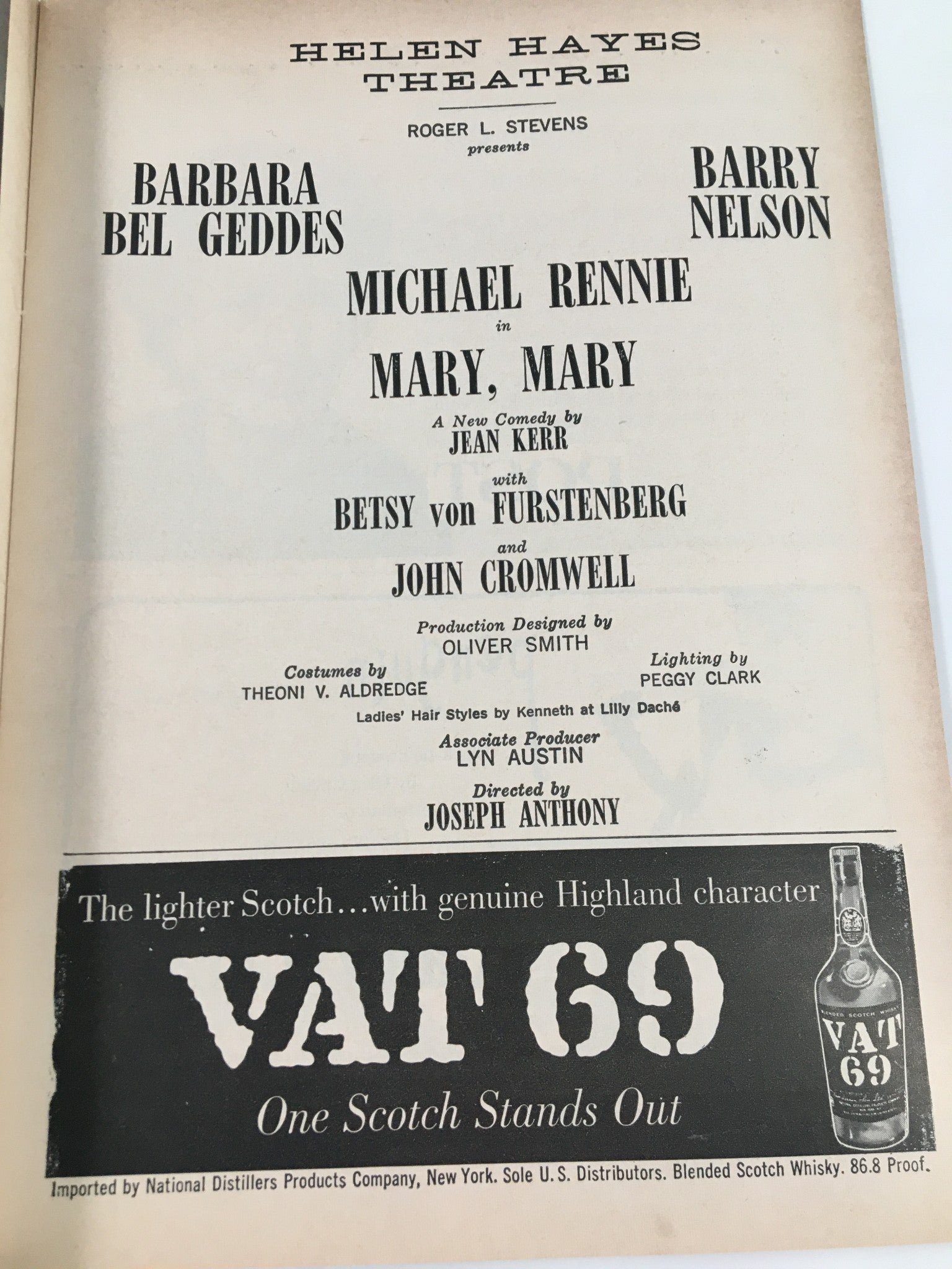 1961 Playbill Helen Hayes Theatre Barbara Bel Geddes in Mary, Mary