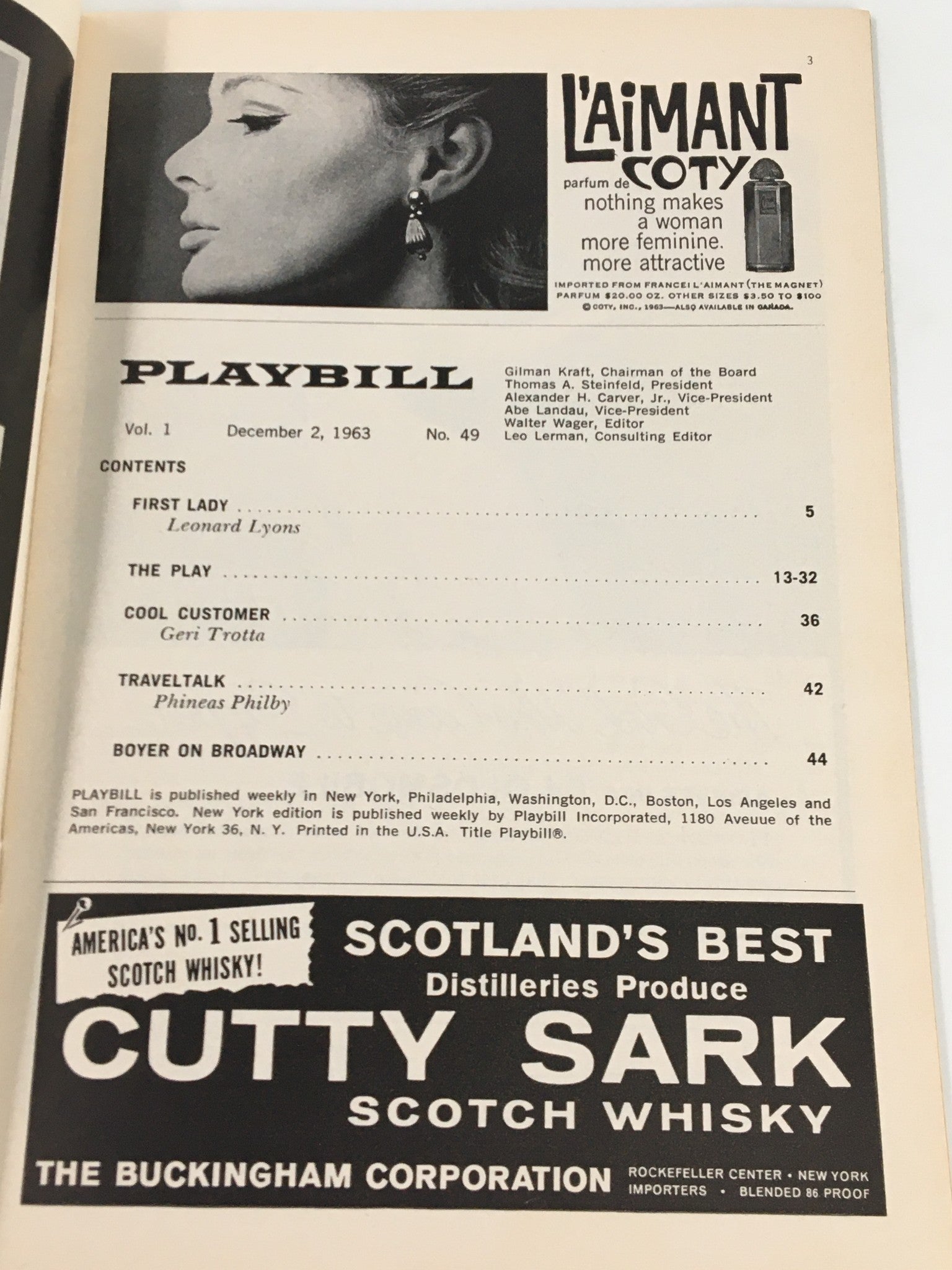 1963 Playbill St. James Theatre Albert Finney, George Matthews in Luther