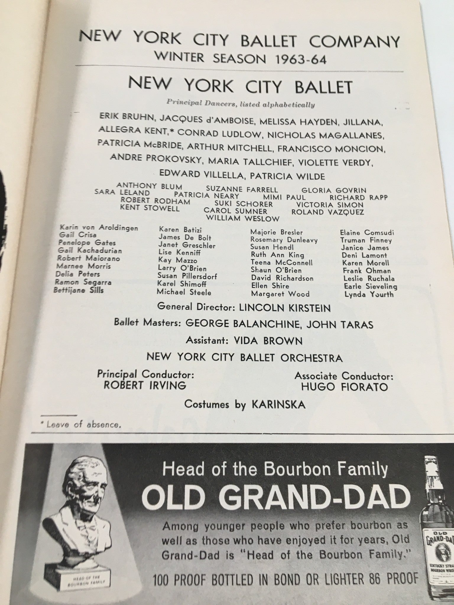 1963 Playbill New York City Ballet Company The City Center of Music and Drama