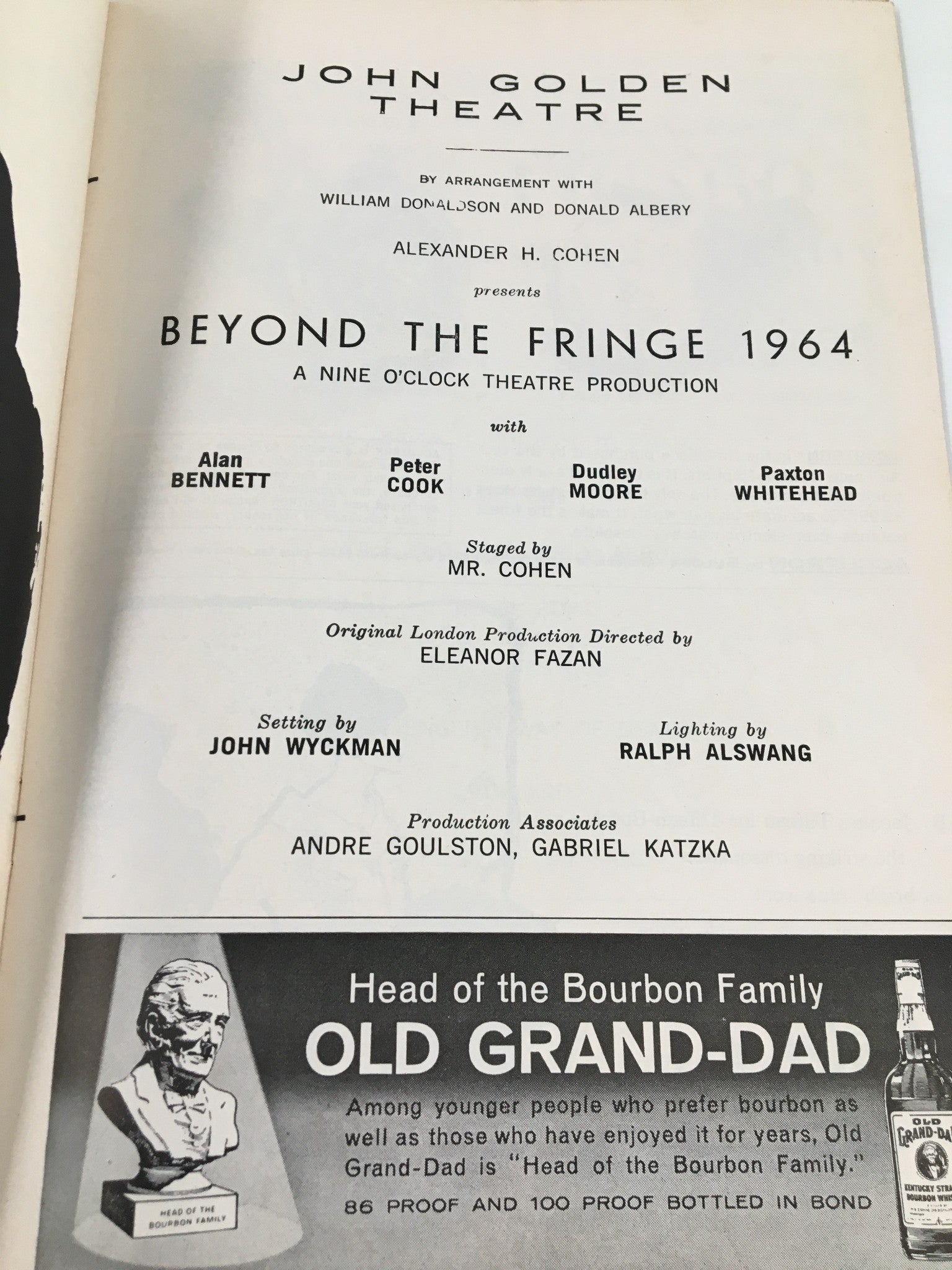 1964 Playbill John Golden Theatre Alan Bennett in Beyond The Fringe 1964