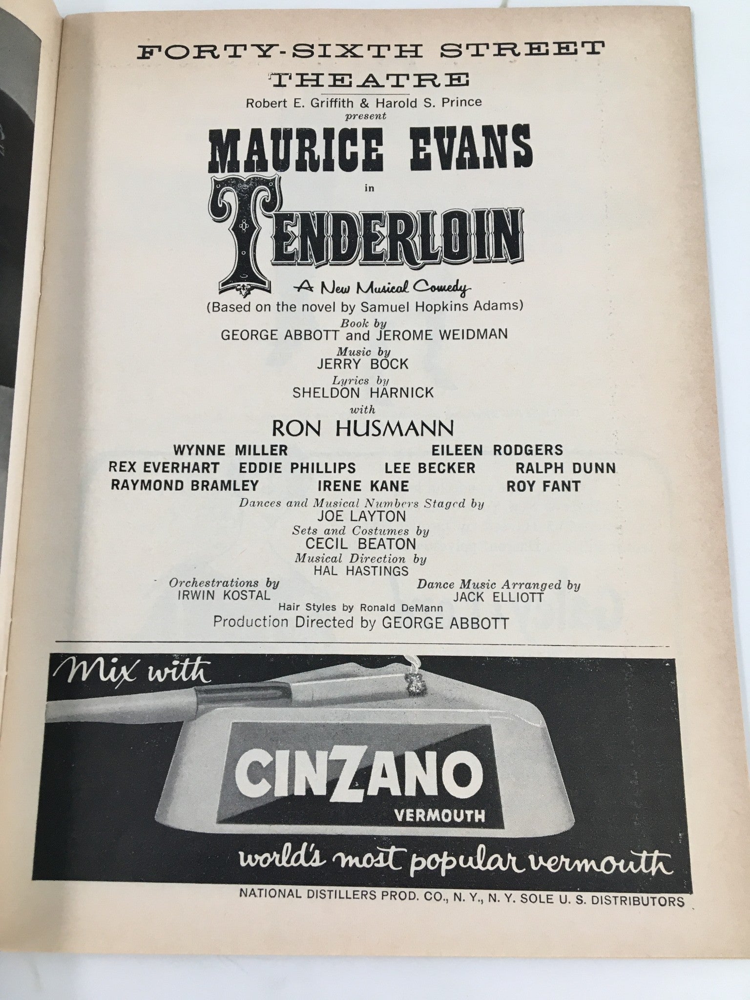 1961 Playbill Forty-Sixth Street Theatre Maurice Evans in Tenderloin