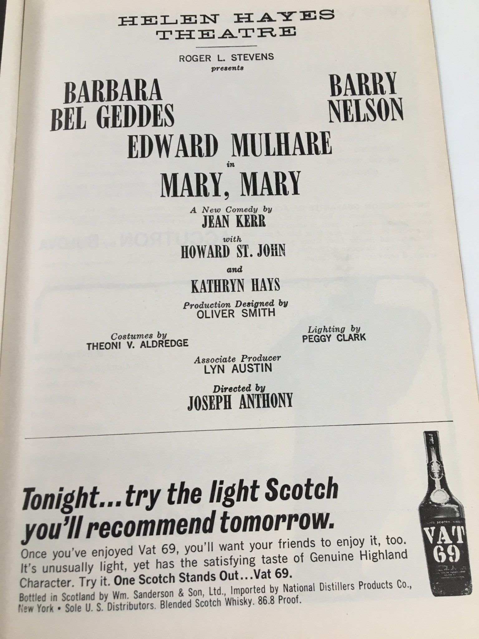 1962 Playbill Helen Hayes Theatre Barry Nelson, Edward Mulhare in Mary, Mary