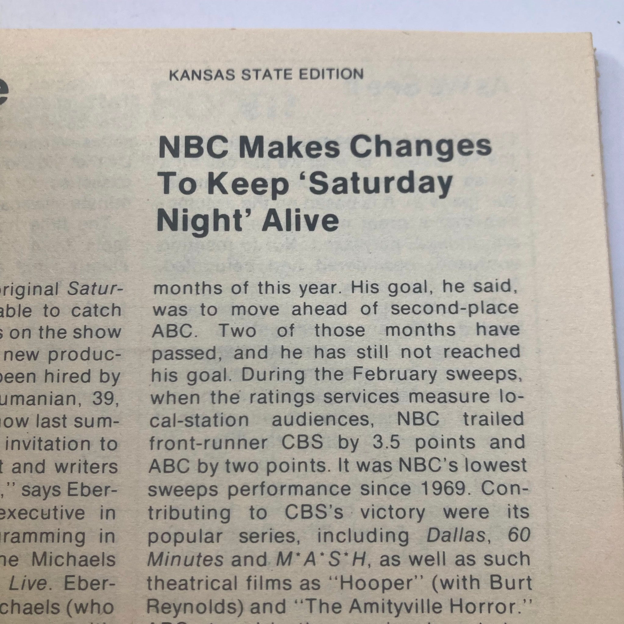 Inside page from TV Guide Magazine March 21 1981, Kansas State Edition, discussing changes NBC made to keep 'Saturday Night' alive.