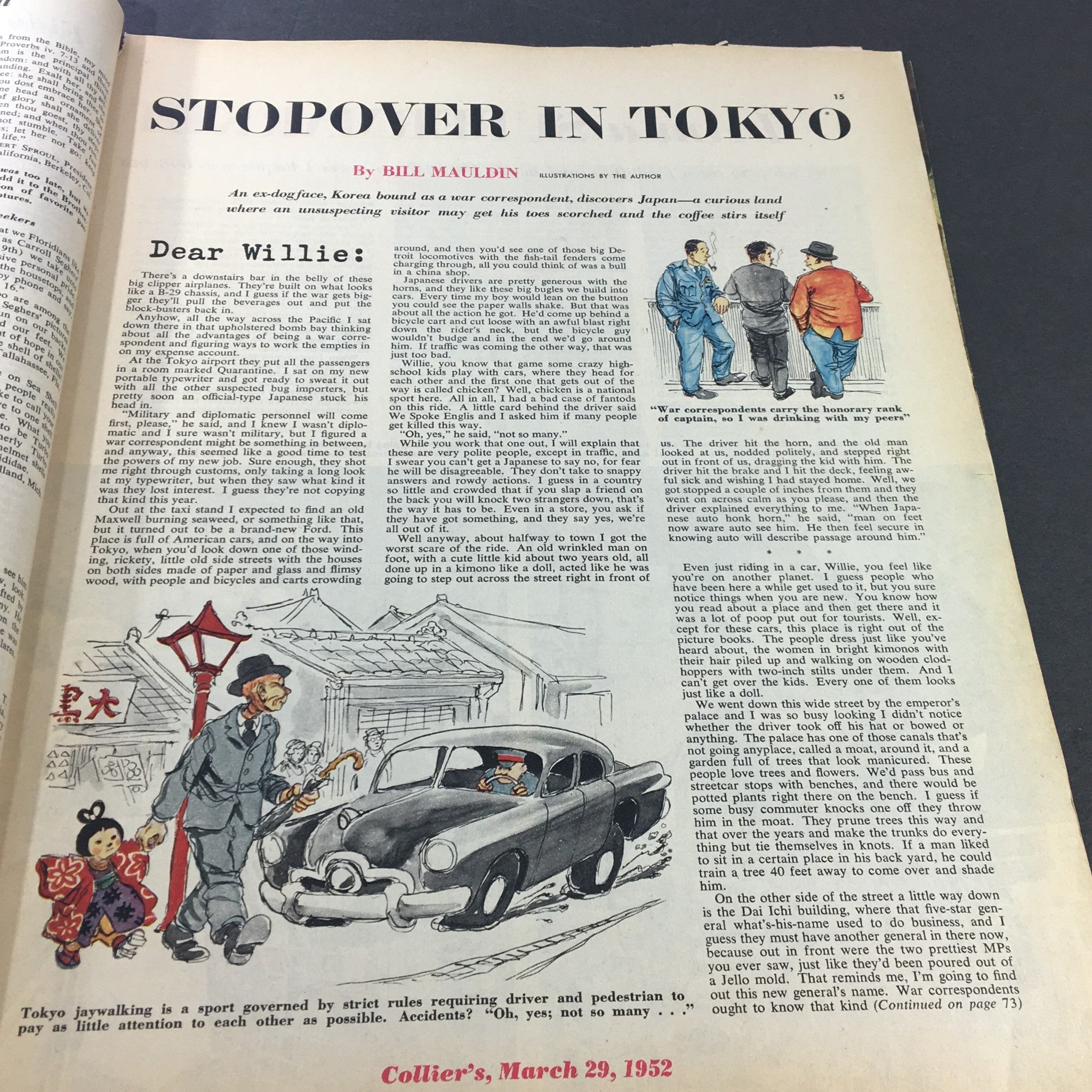 VTG Collier's Magazine March 29 1952 Stopover in Tokyo by Bill Mauldin