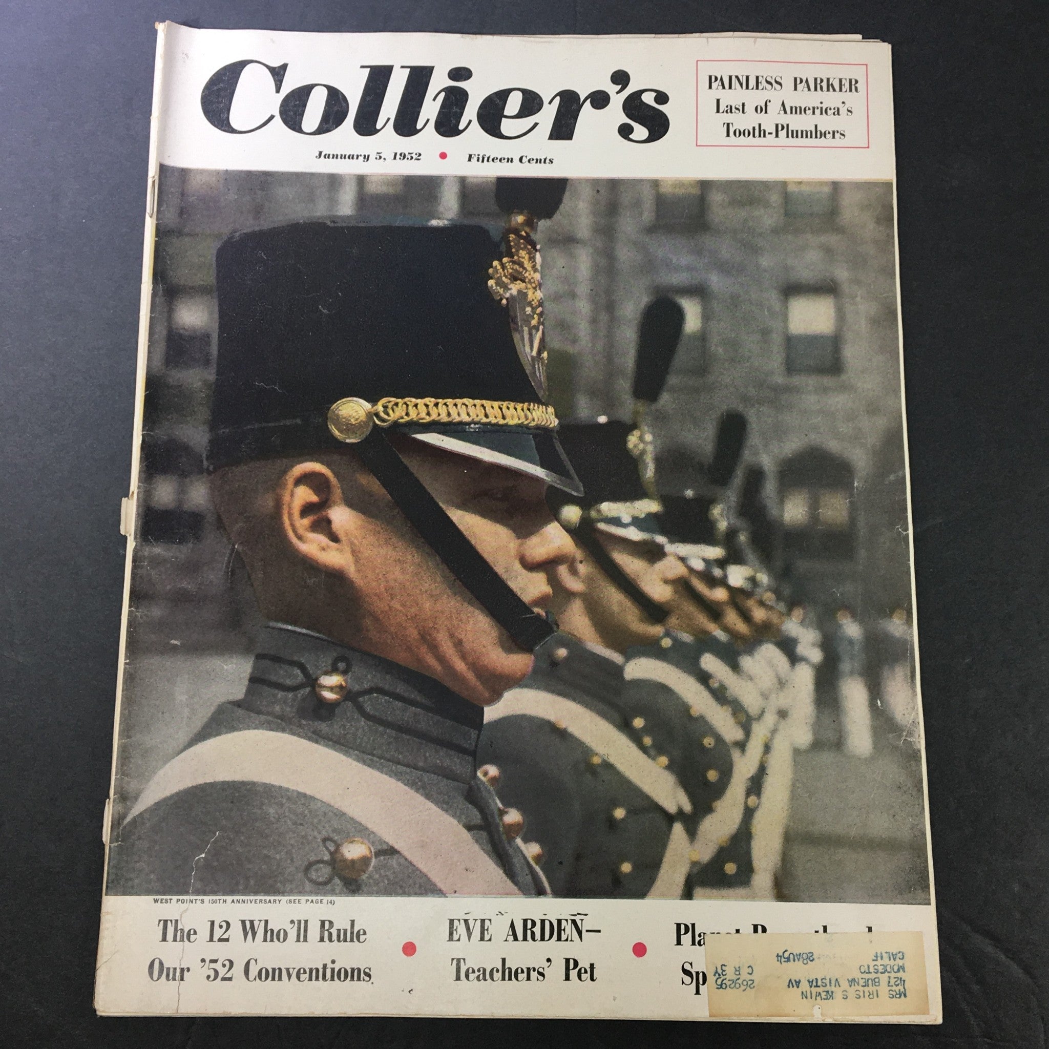 Cover of VTG Collier's Magazine January 5, 1952 featuring the headline 'The 12 Who'll Rule Our '52 Conventions', showcasing a historical image of a military ceremony with uniformed soldiers.