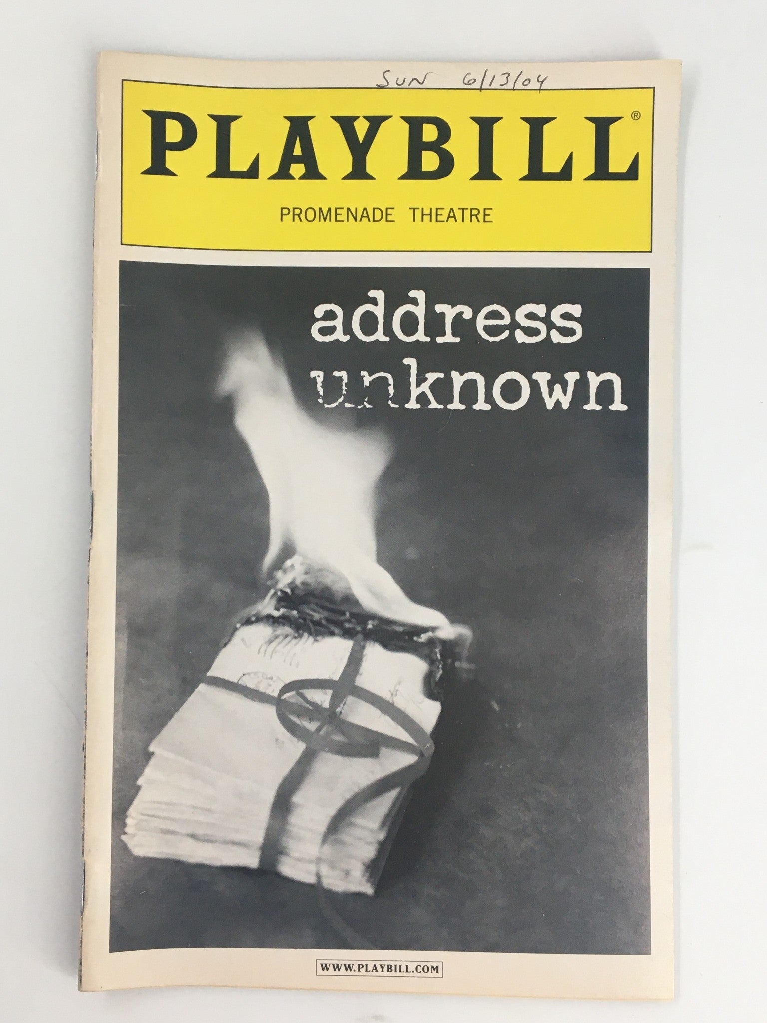 2004 Playbill The Promenade Theatre Jim Dale William Atherton in Address Unknown