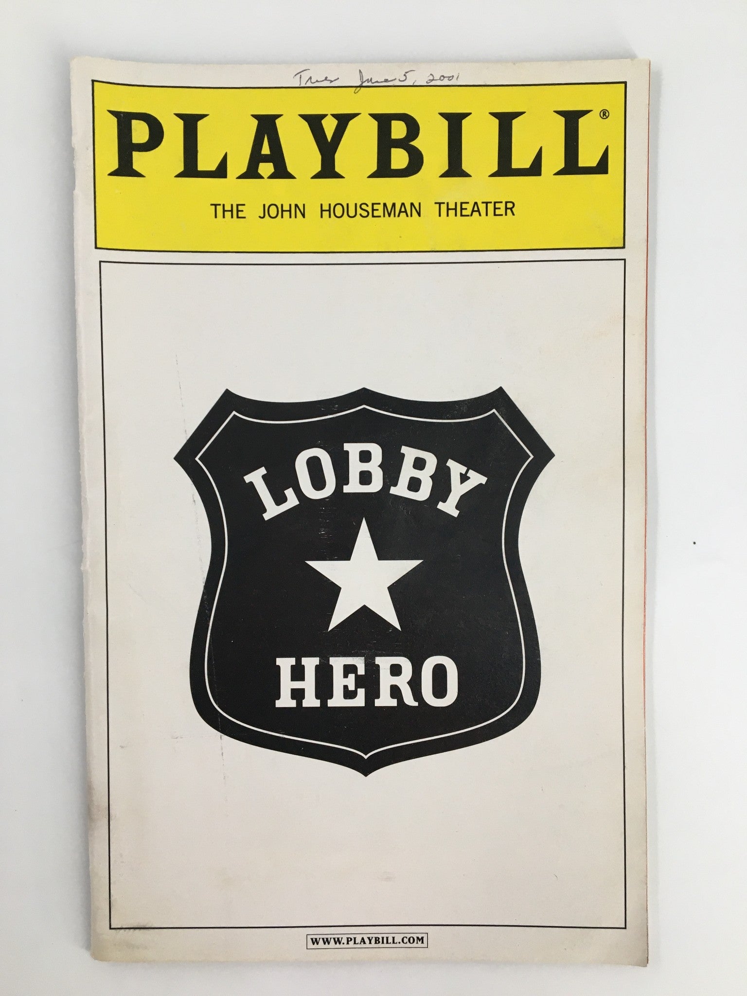 2001 Playbill John Houseman Theater Jenny Wiener, Hal Luftig in Lobby Hero