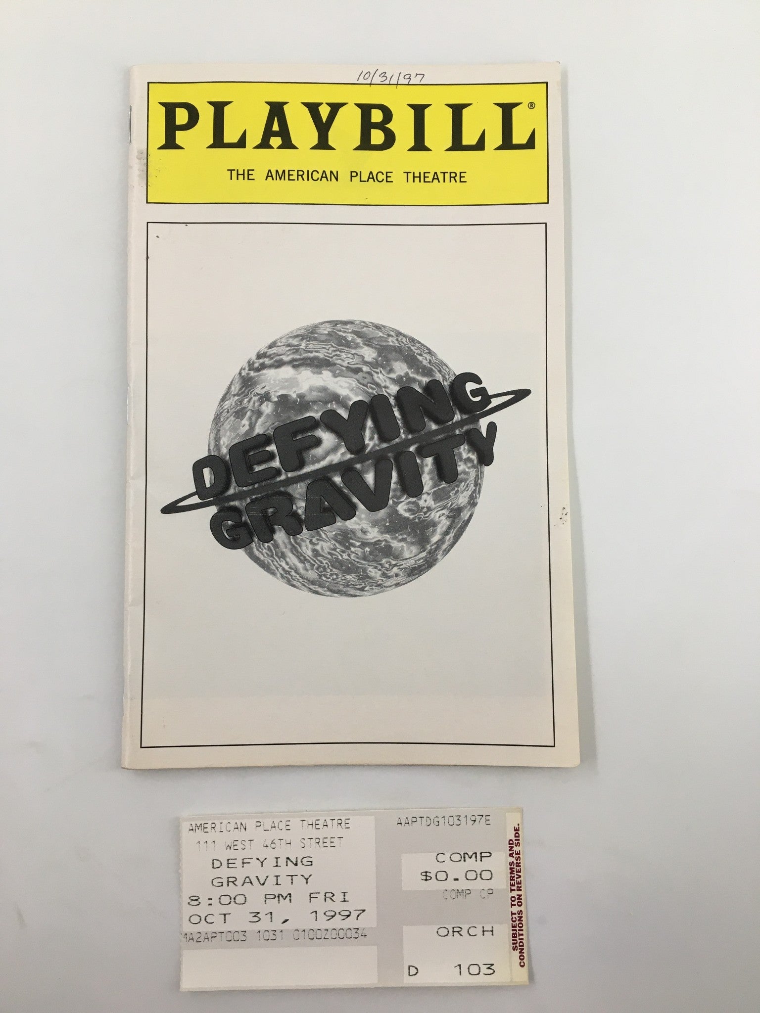 1997 Playbill The American Place Theatre Candy Buckley in Defying Gravity