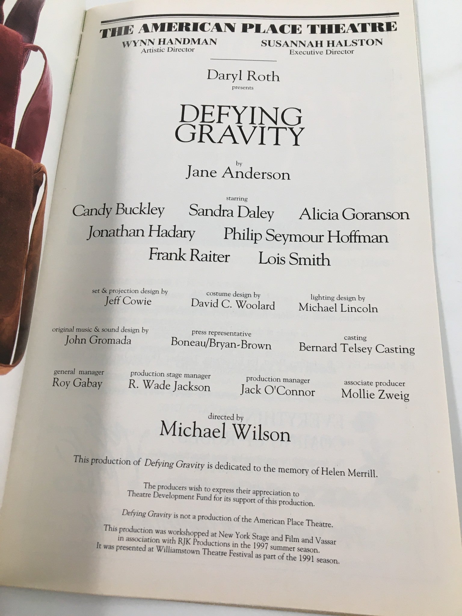 1997 Playbill The American Place Theatre Candy Buckley in Defying Gravity