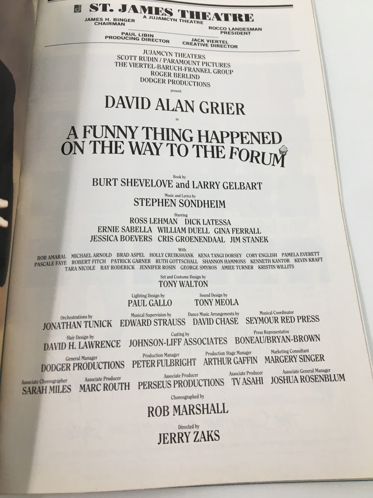 1997 Playbill St. James Theatre A Funny Thing Happened On The Way To Forum