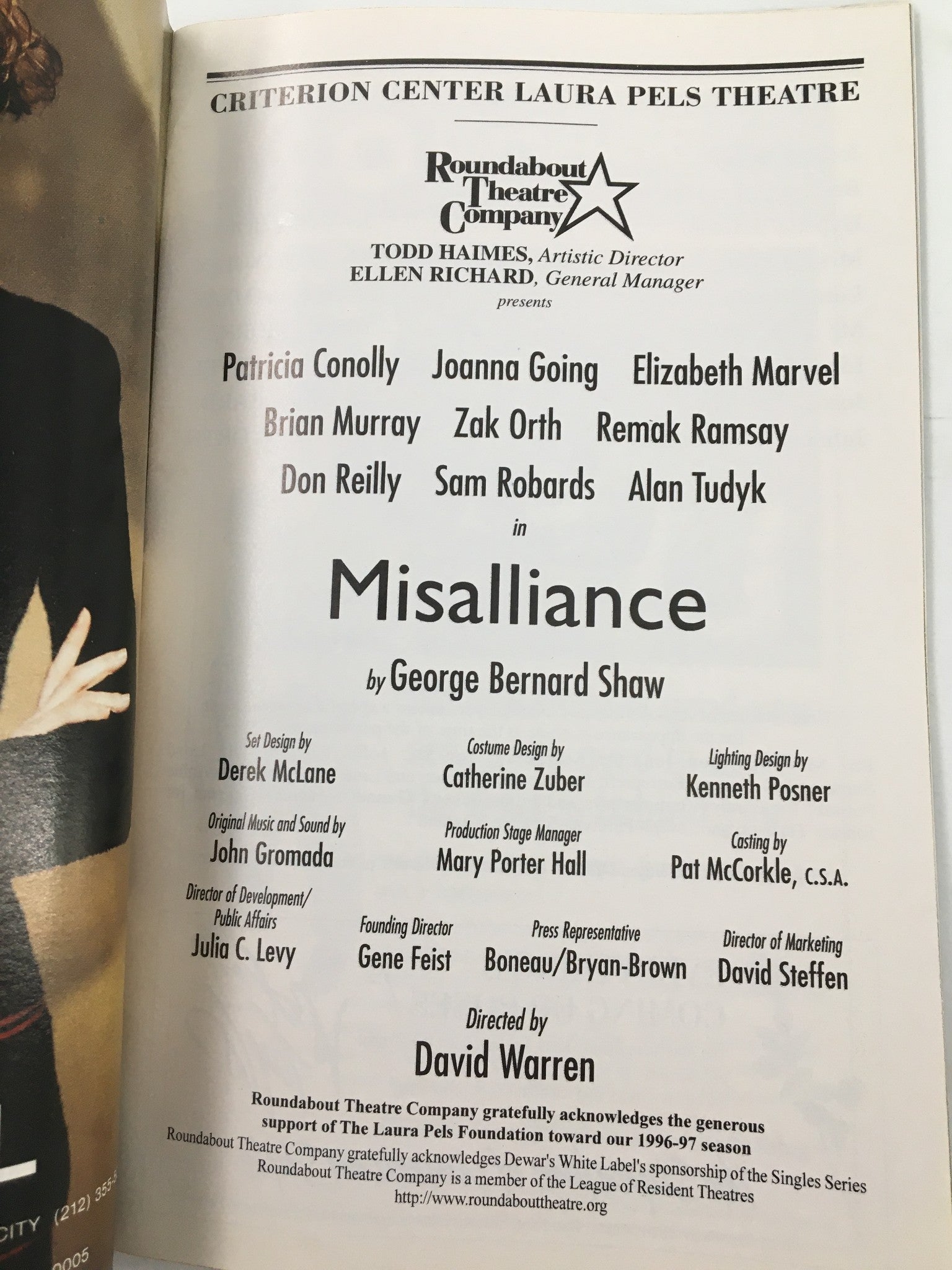 1997 Playbill Criterion Center Laura Pels Theatre Brian Murray in Misalliance