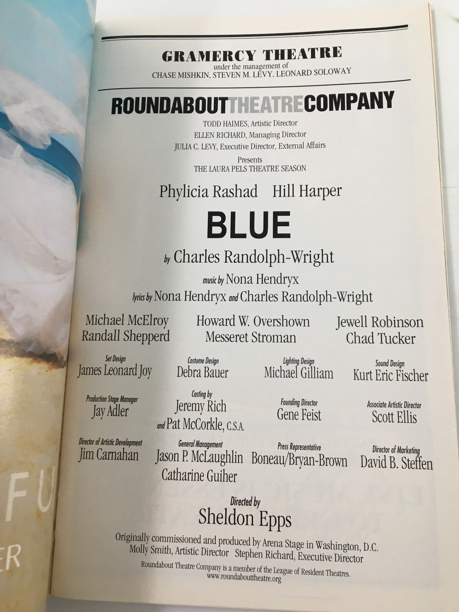 2001 Playbill Gramercy Theatre Phylicia Rashad, Hill Harper in Blue