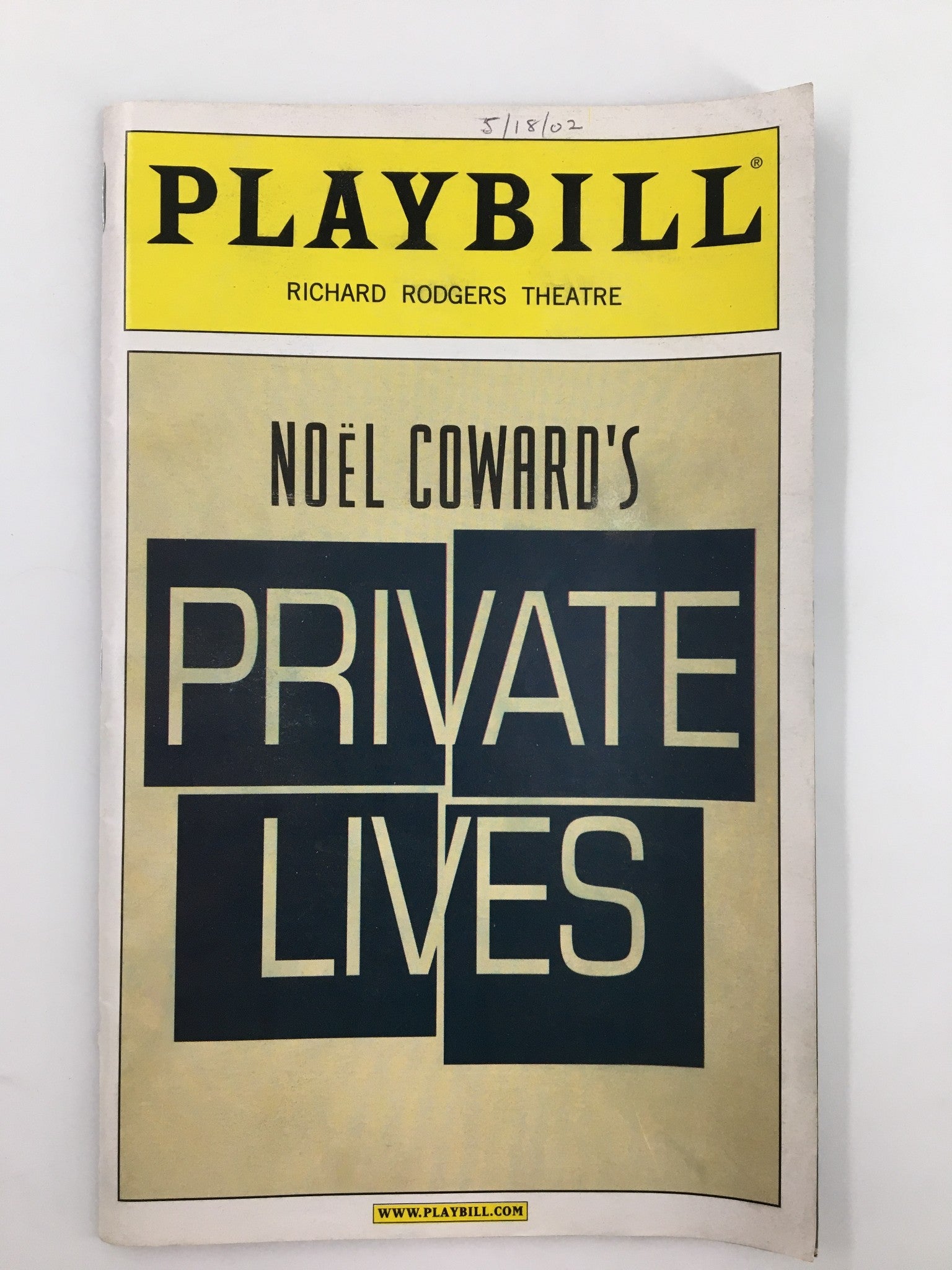 2002 Playbill Richard Rodgers Theatre Alex Belcourt in Private Lives