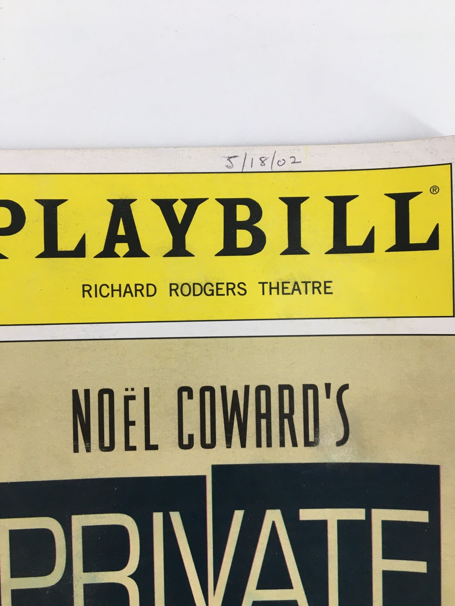 2002 Playbill Richard Rodgers Theatre Alex Belcourt in Private Lives