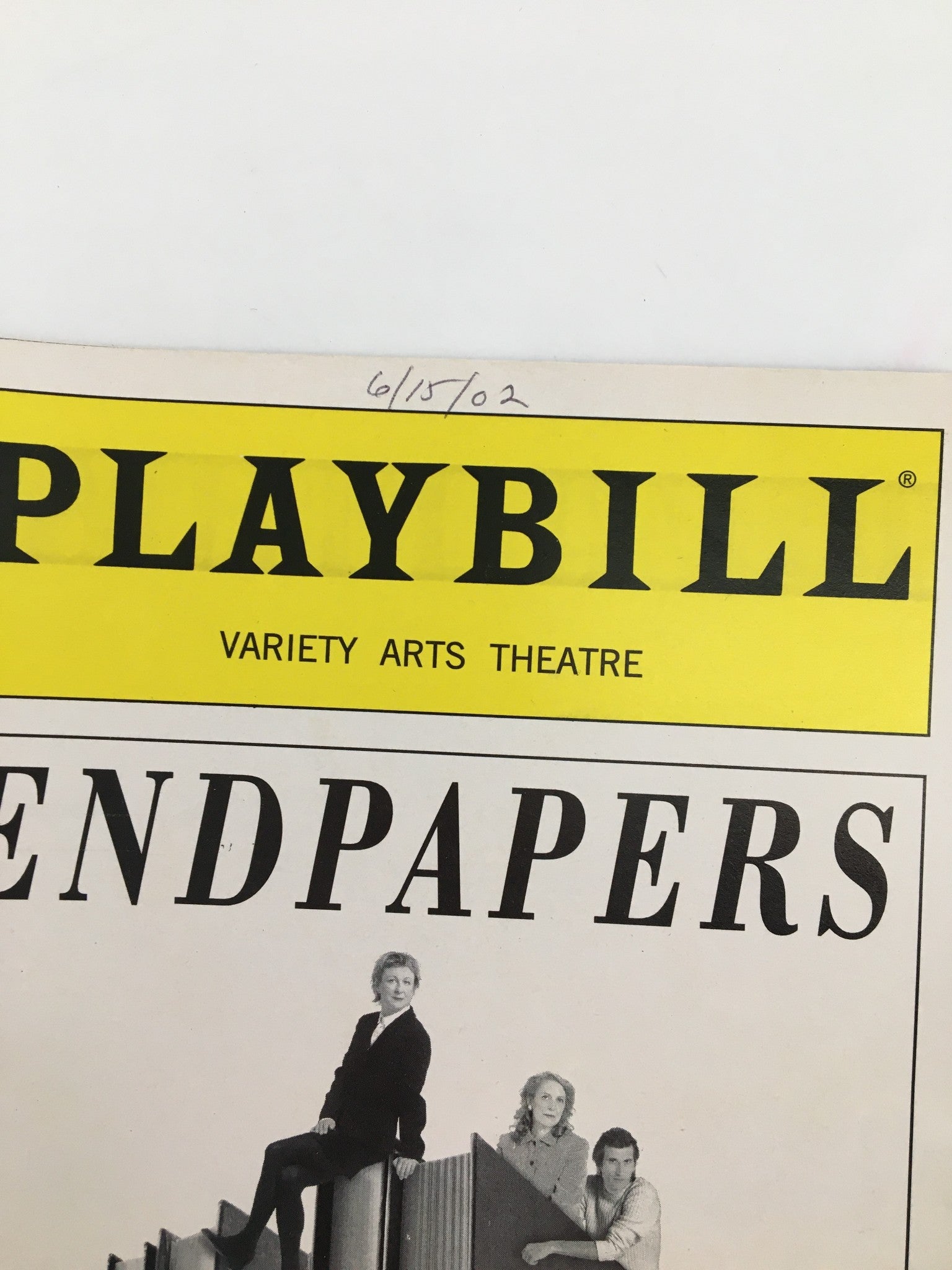 2002 Playbill Variety Arts Theatre Shannon Burkett, William Cain in Endpapers