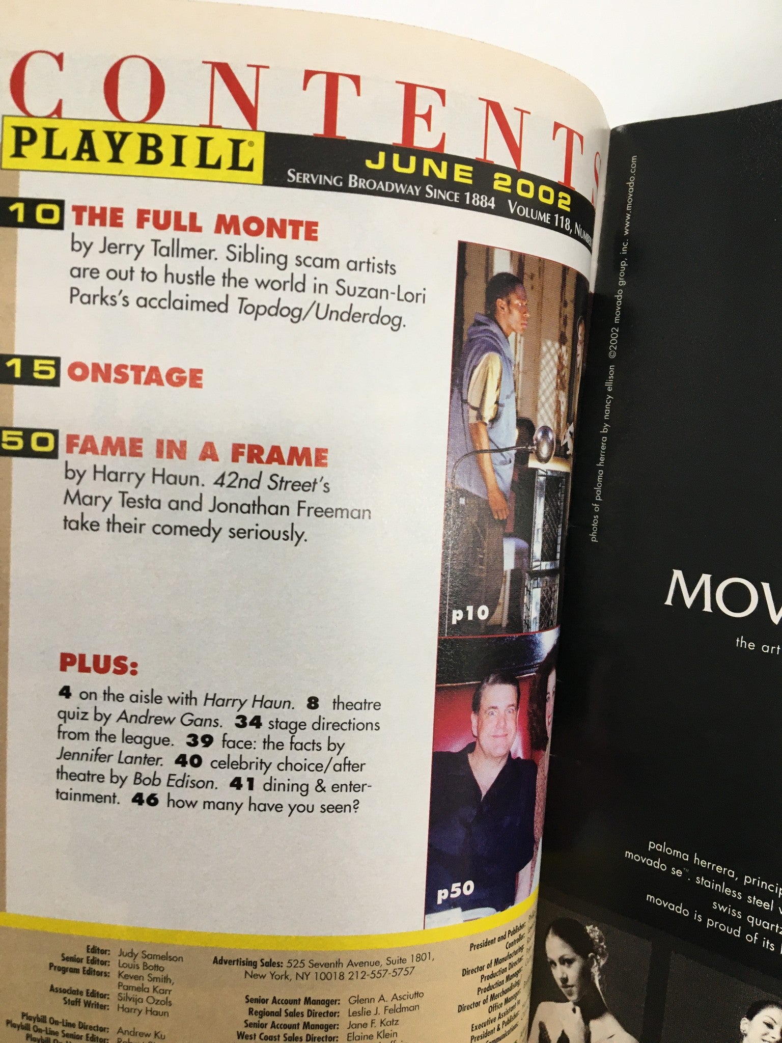 2002 Playbill Variety Arts Theatre Shannon Burkett, William Cain in Endpapers