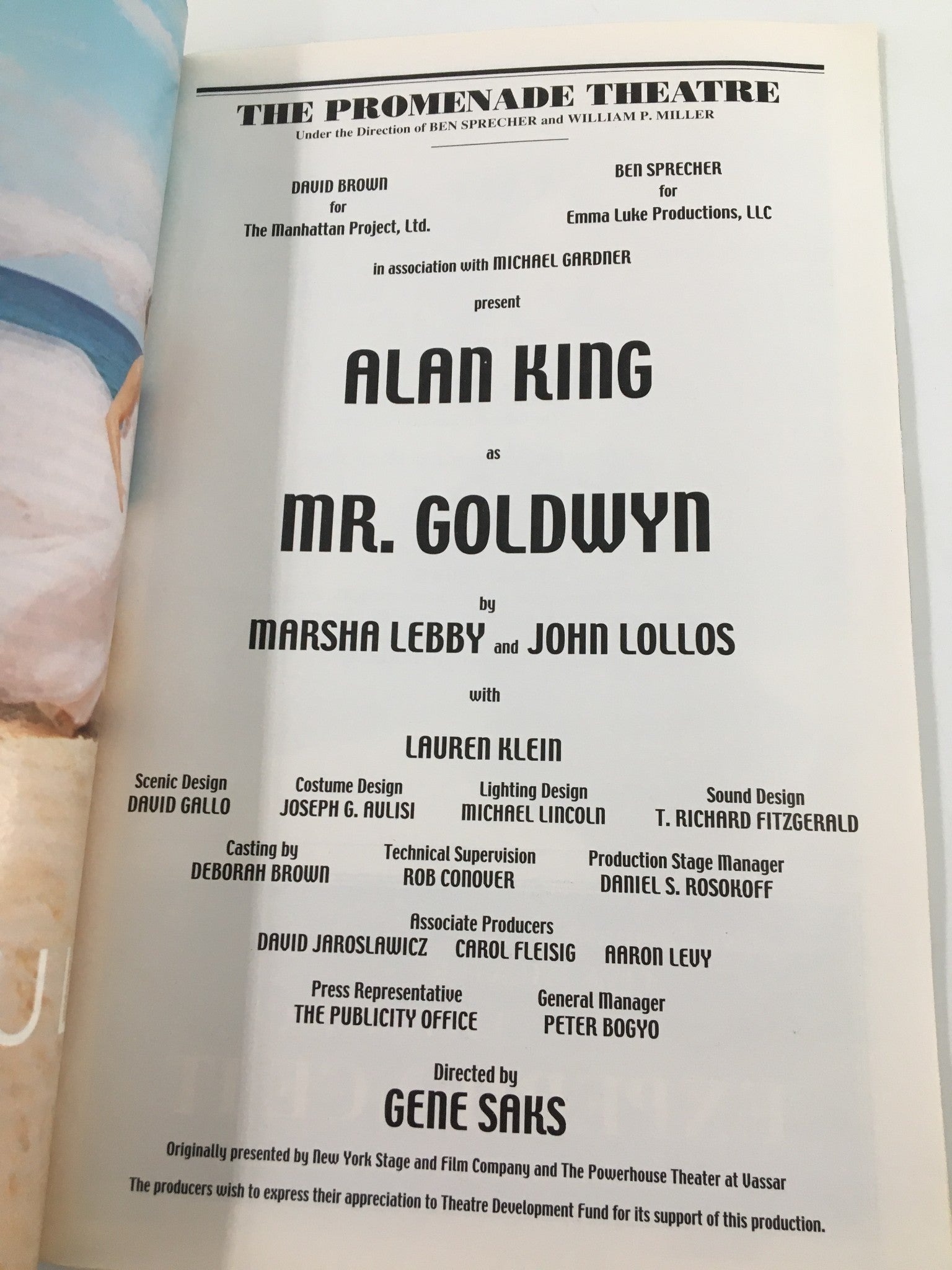 2002 Playbill The Promenade Theatre Alan King as Mr. Goldwyn by Marsha Lebby