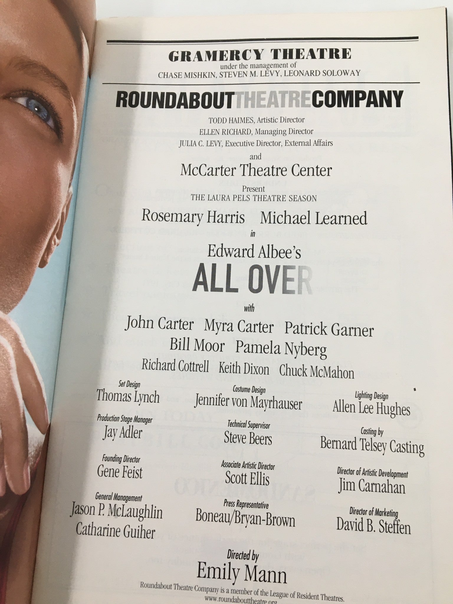 2002 Playbill Gramercy Theatre Rosemary Harris in Edward Albee's All Over