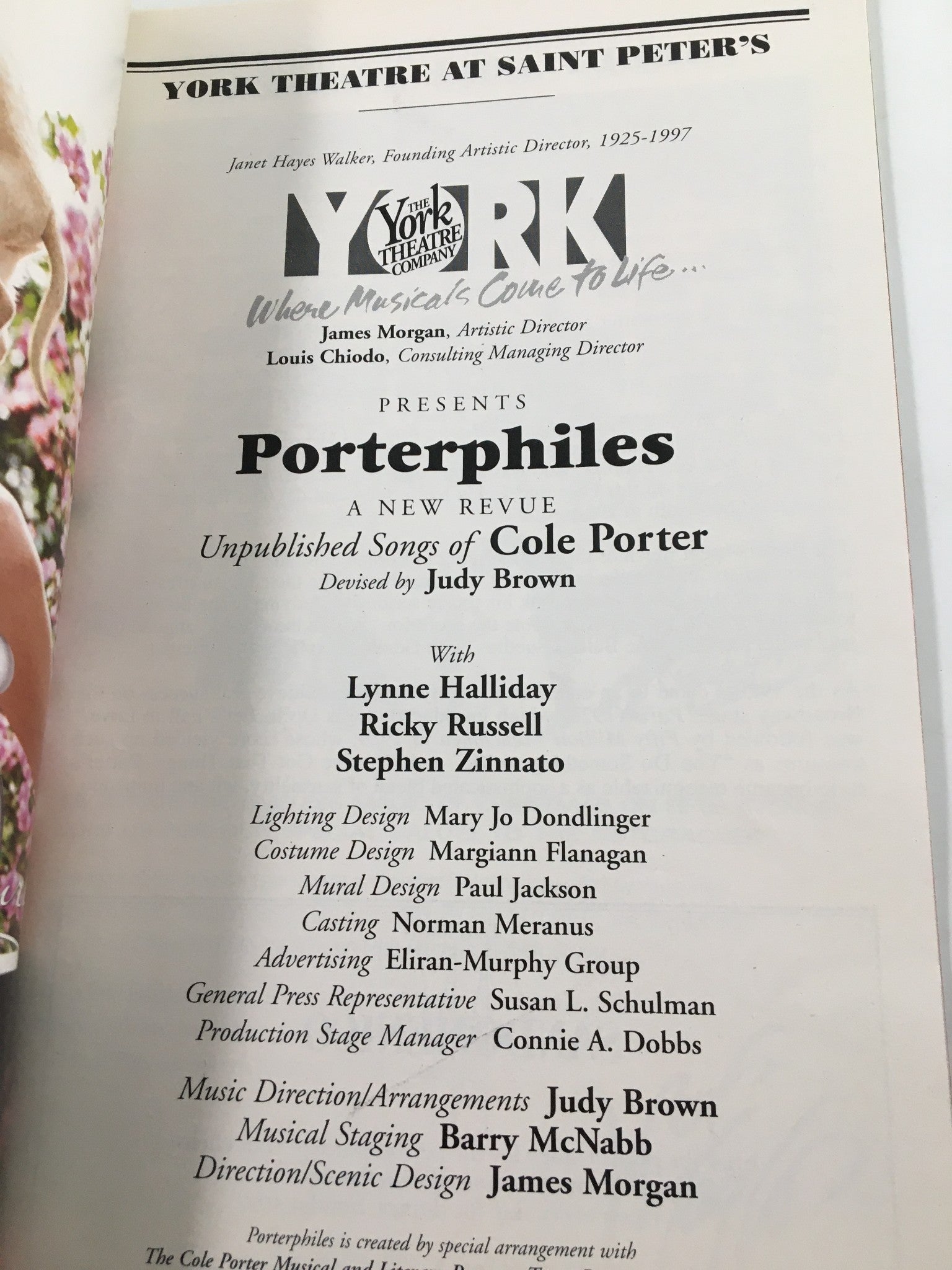 2002 Playbill York Theatre at Saint Peters Lynne Halliday in Porterphiles