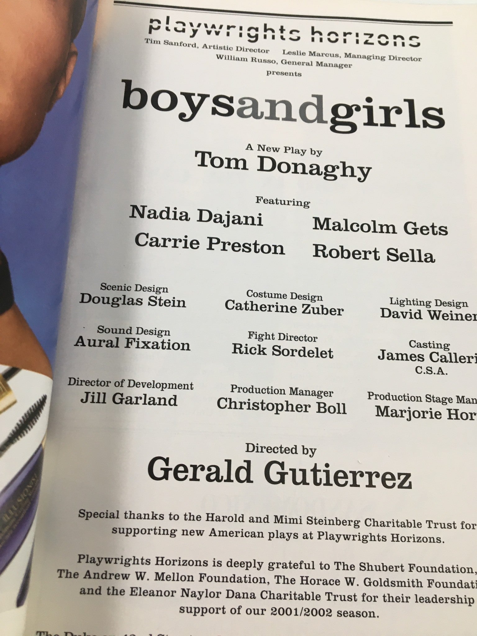 2002 Playbill Playwright Horizons Nadia Dajani in Boys and Girls