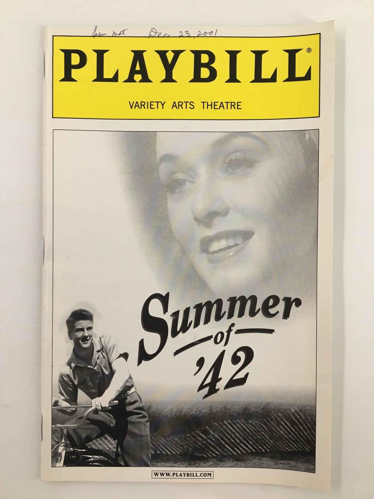 2001 Playbill Variety Arts Theatre Ryan Driscoll in Summer of '42 A New Musical