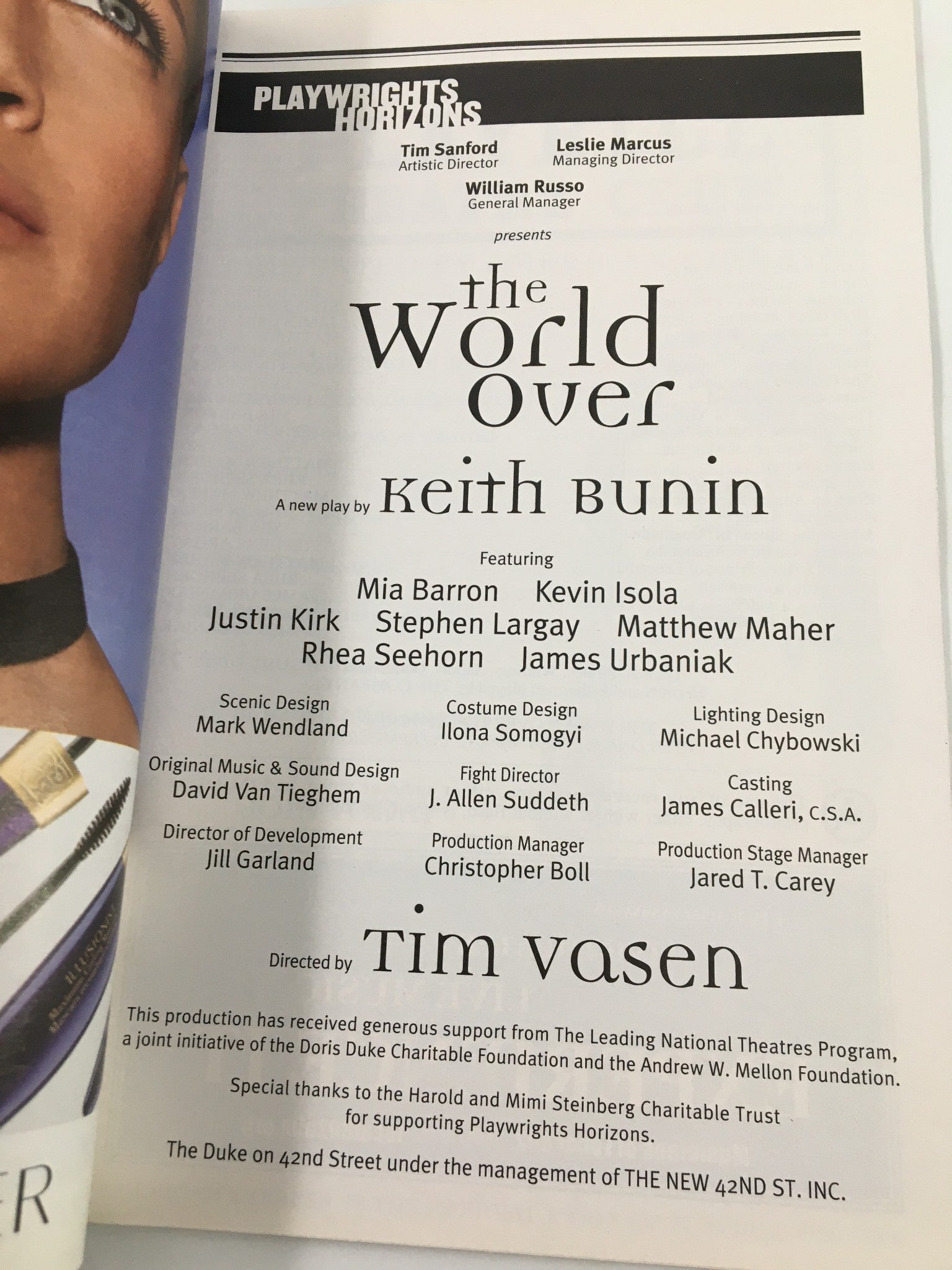 2002 Playbill Playwright Horizons Mia Barron in The World Over by Keith Bunin