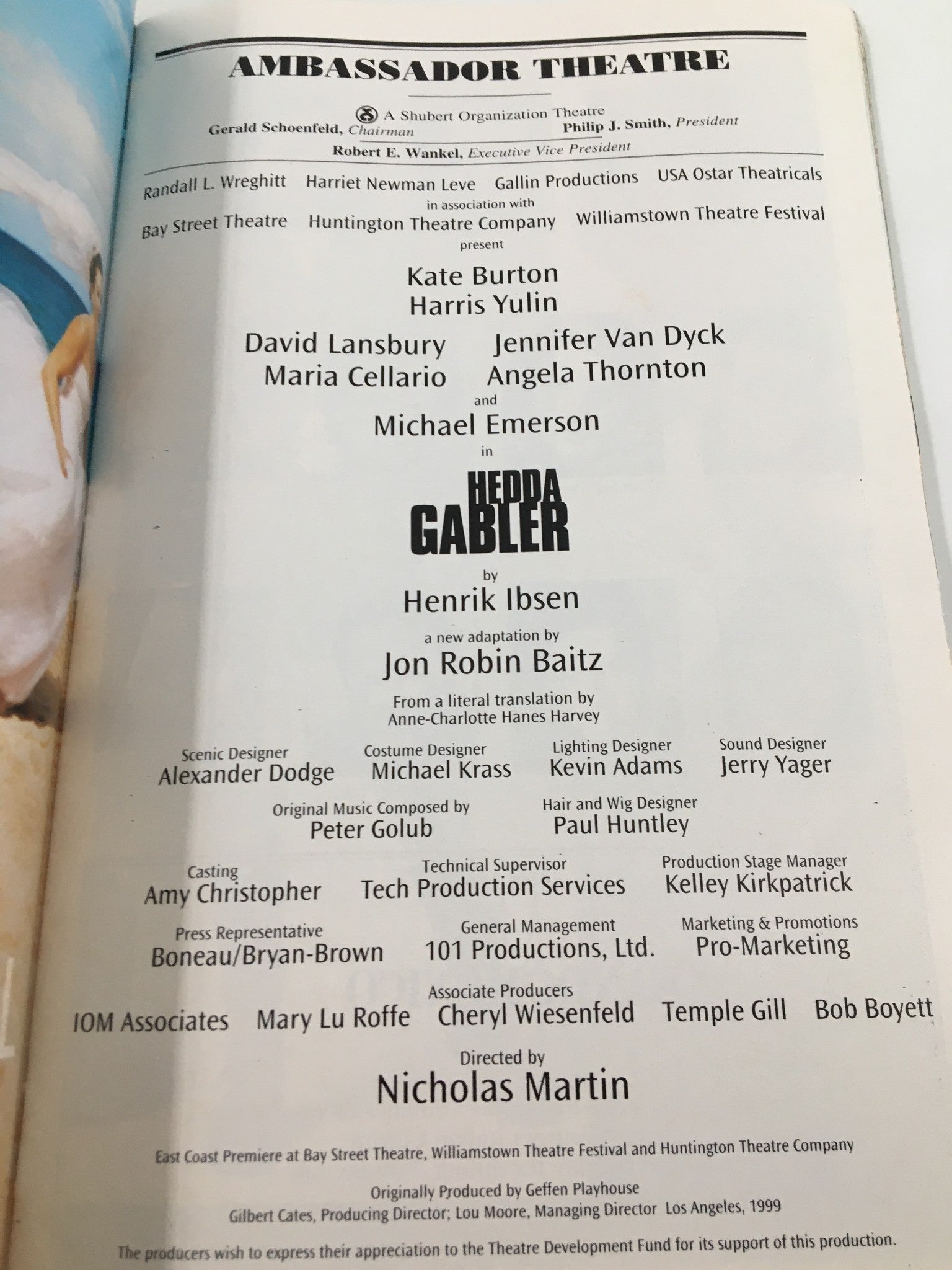 2001 Playbill Ambassador Theatre Kate Burton in Hedda Gabler by Henrik Ibsen