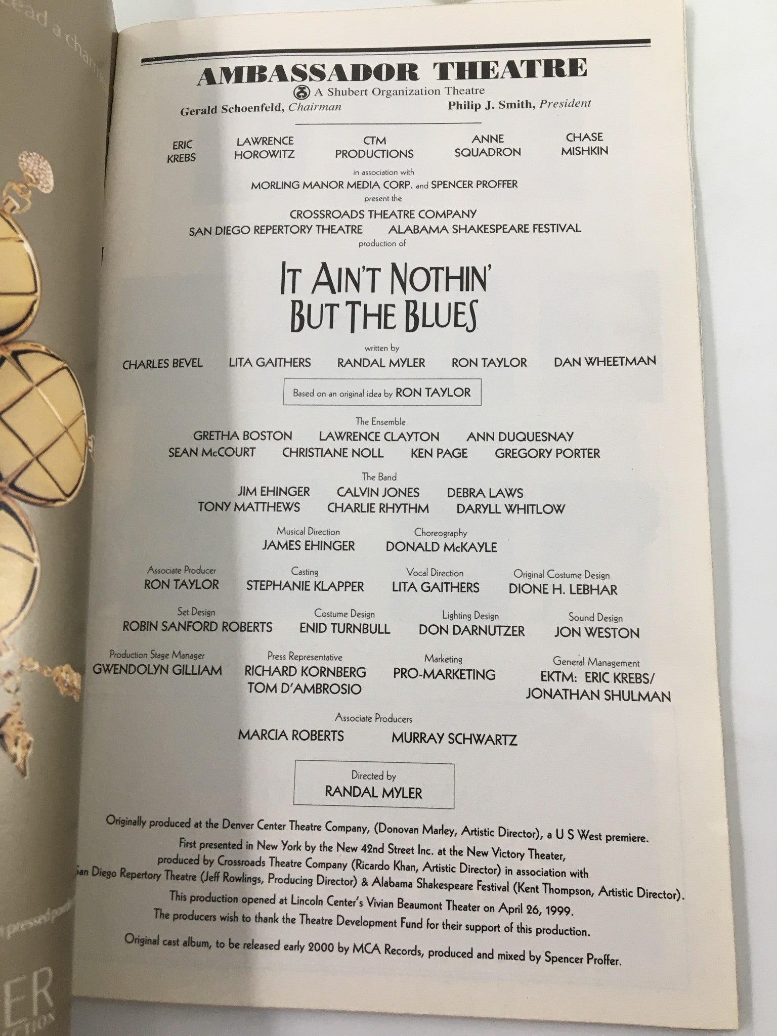 1999 Playbill Ambassador Theatre Eric Krebs in It Ain't Nothin' But The Blues