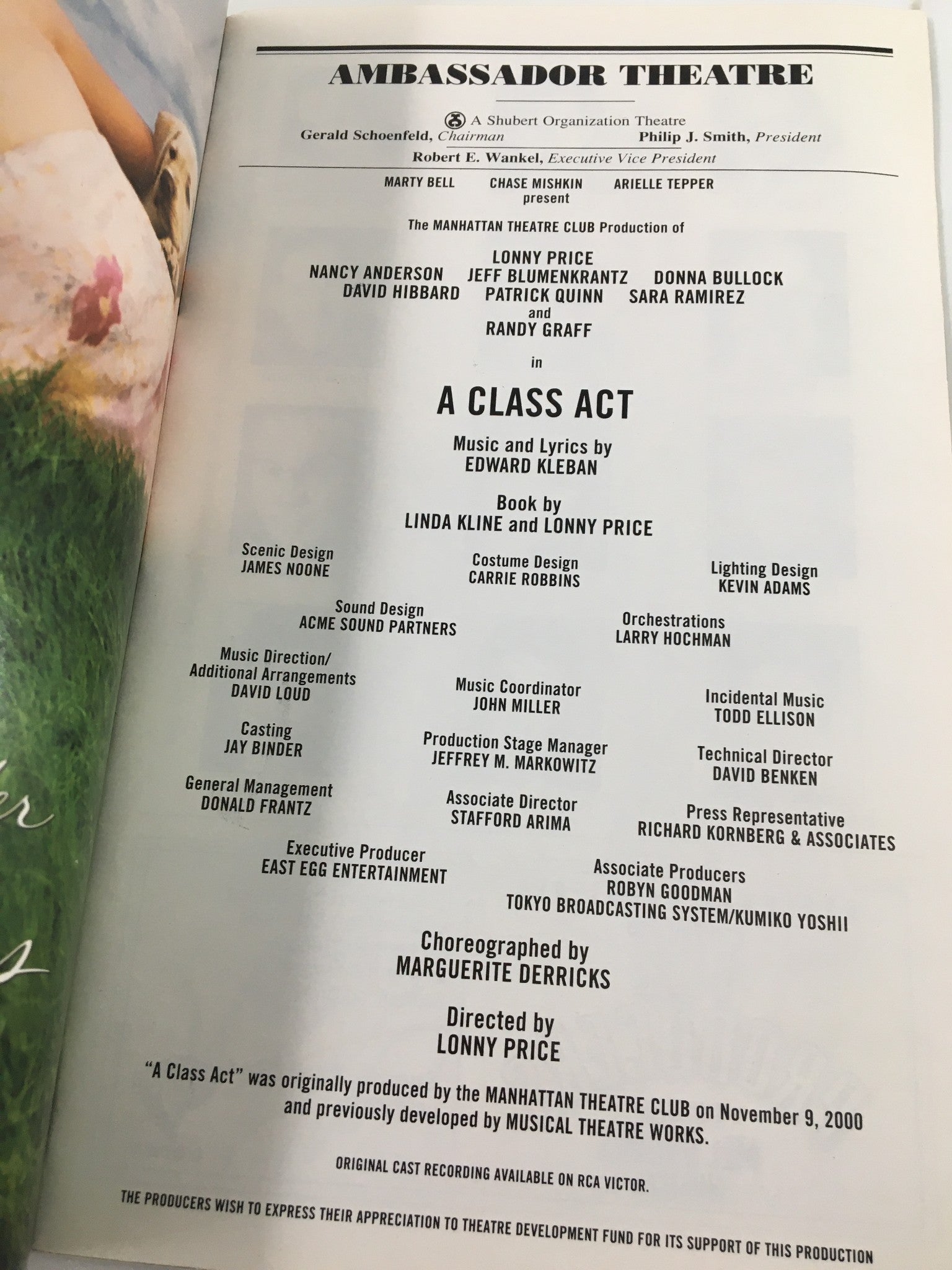 2001 Playbill Ambassador Theatre Lonny Price in A Class Act by Lonny Prince