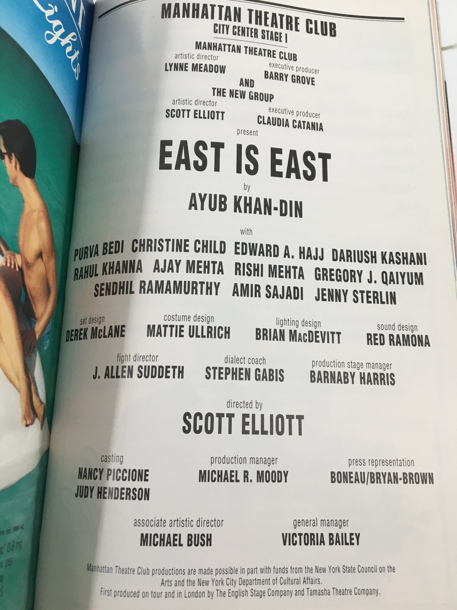 1999 Playbill Manhattan Theatre Club Purya Bedi in East is East by Ayub Khan-Din