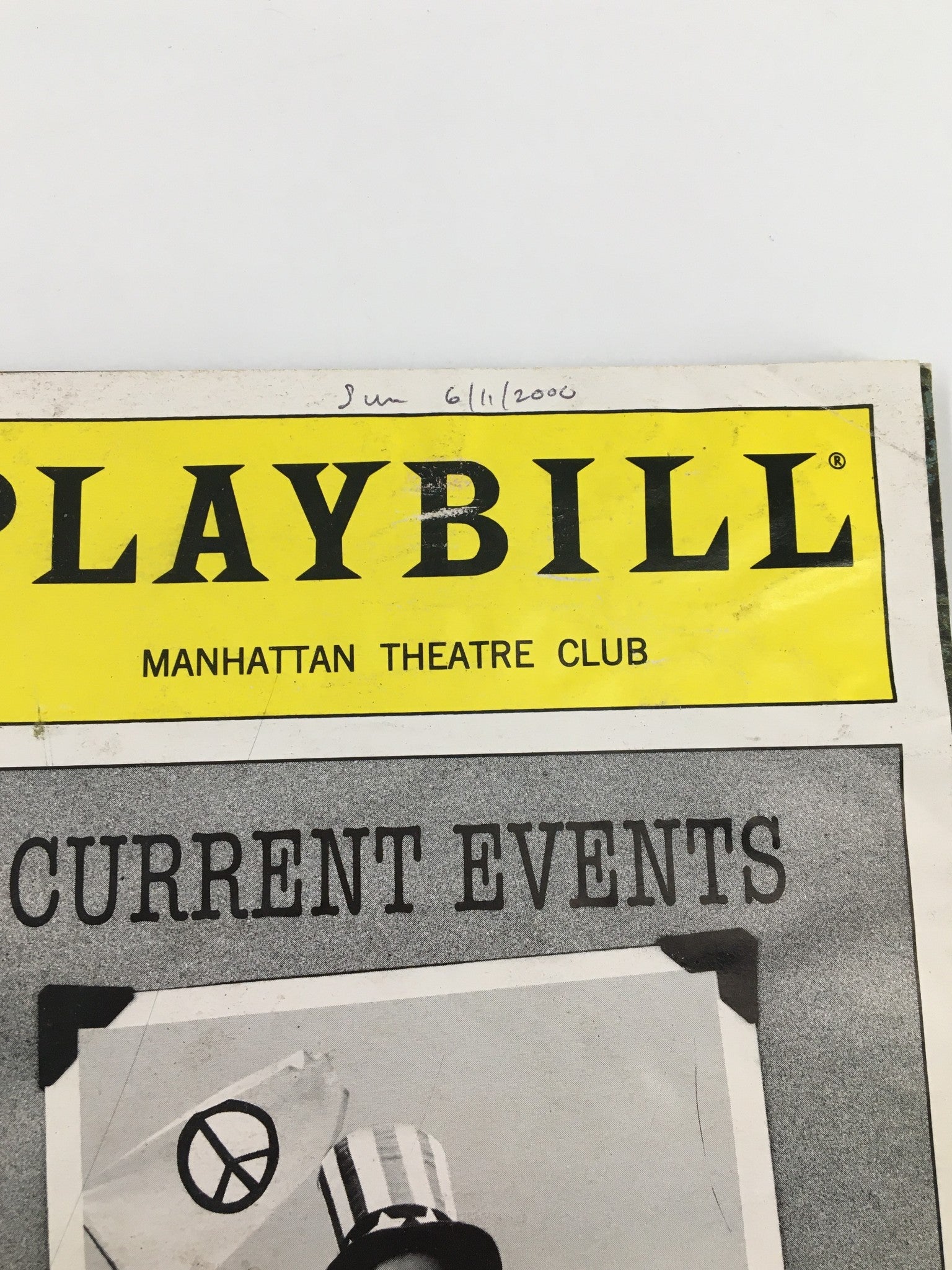 2000 Playbill Manhattan Theatre Club Current Events by David Marshall Grant