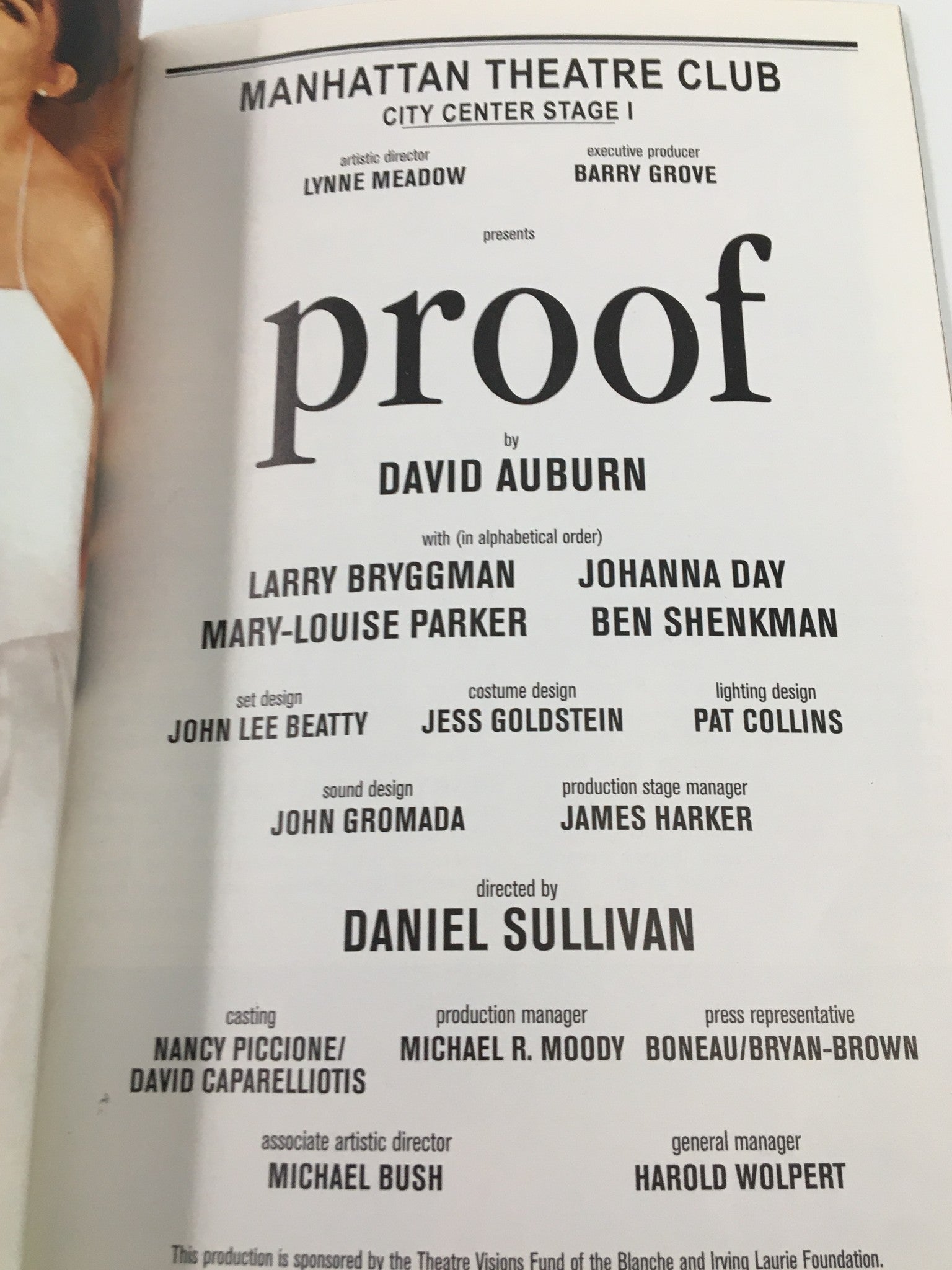 2000 Playbill Manhattan Theatre Club Larry Bryggman in Proof by David Auburn