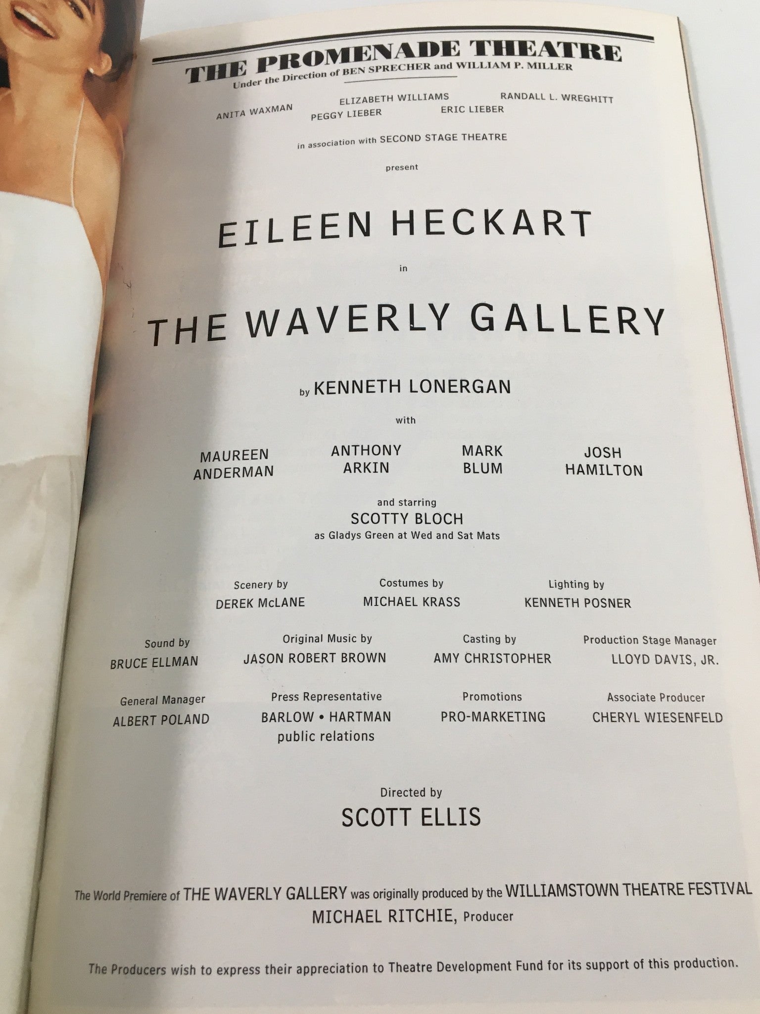 2000 Playbill The Promenade Theatre Eileen Heckart in The Waverly Gallery