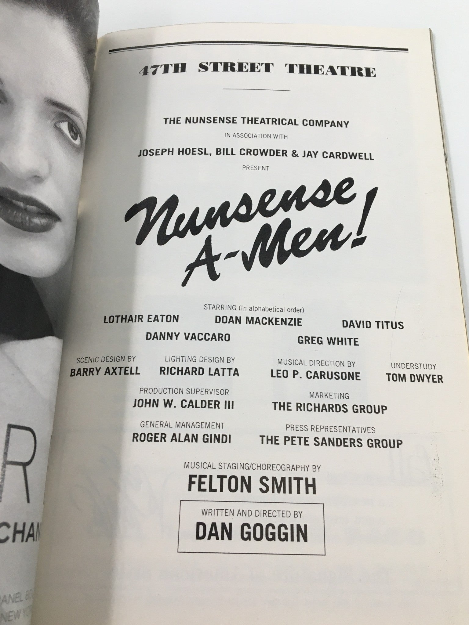 1998 Playbill 47th Street Theatre Lothair Eaton in Nunsense A-Men!