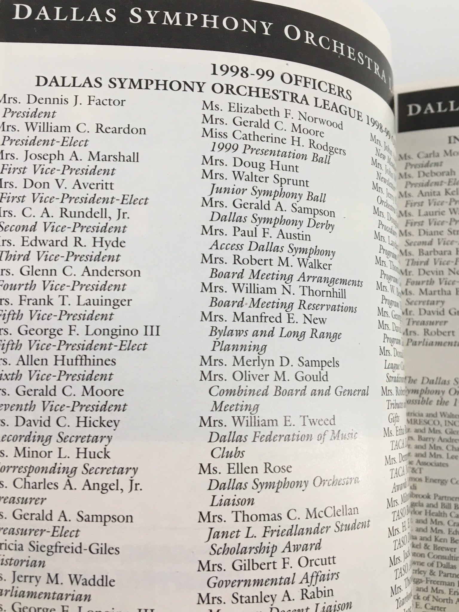 1999 Stagebill Dallas Symphony Orchestra Tosca by Giacomo Puccini