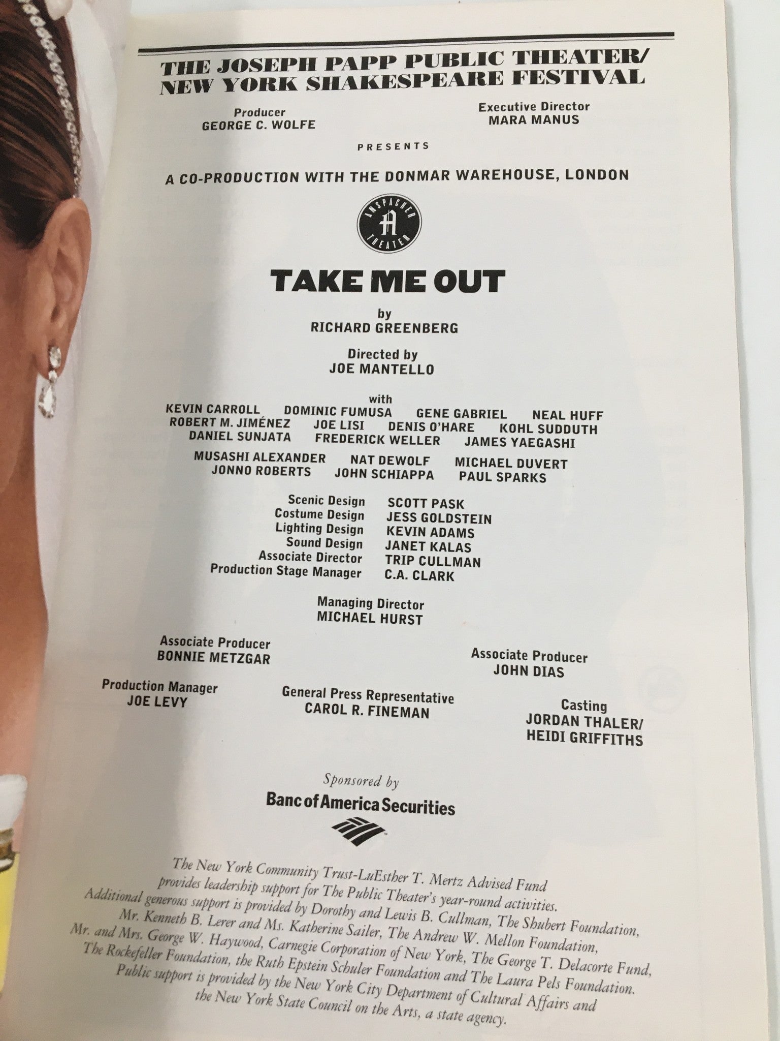 2002 Playbill The Public Theater Kevin Carroll, Gene Gabriel in Take Me Out