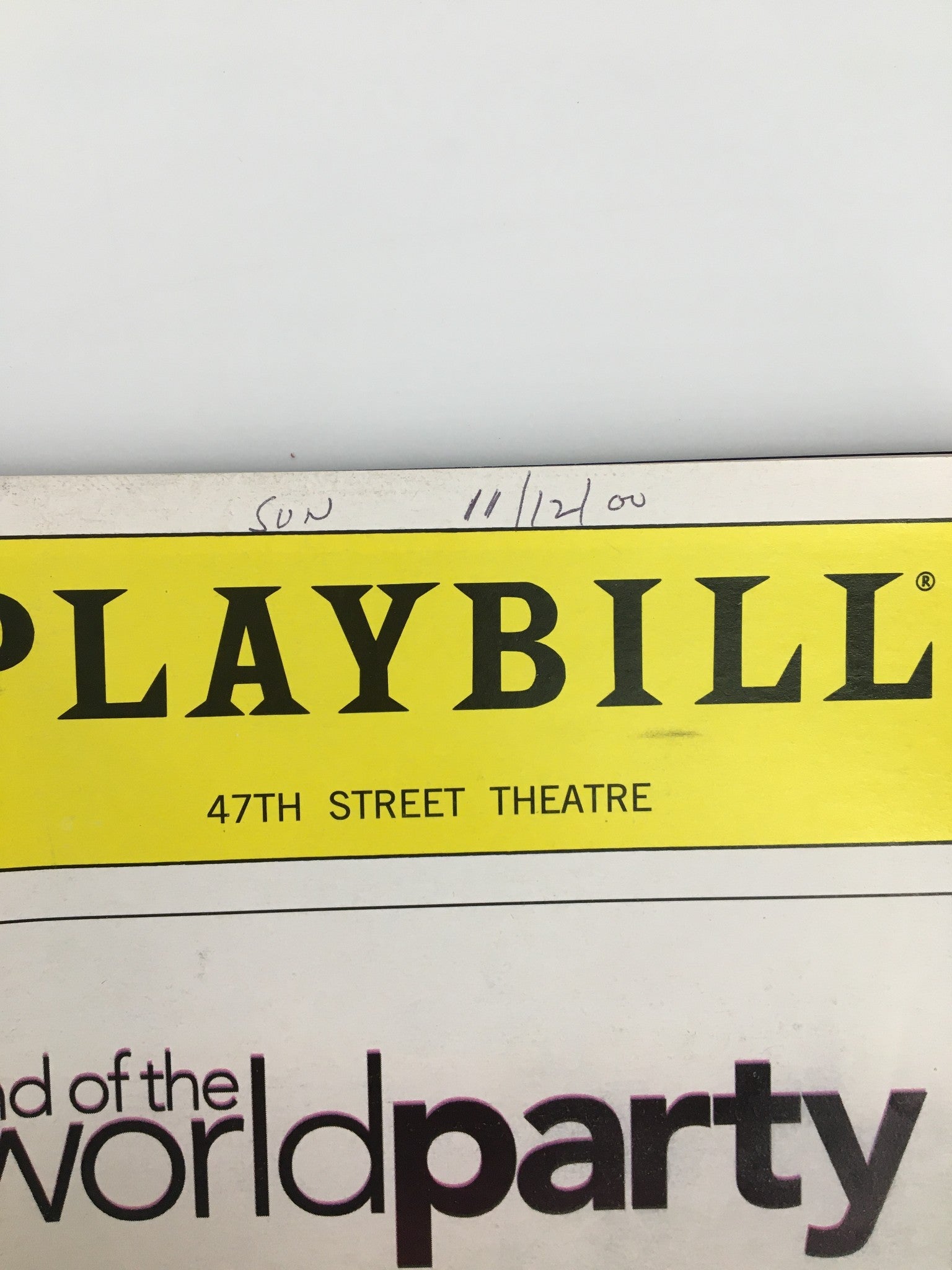 2000 Playbill 47th Street Theatre Anthony Barrile in End of the World Party