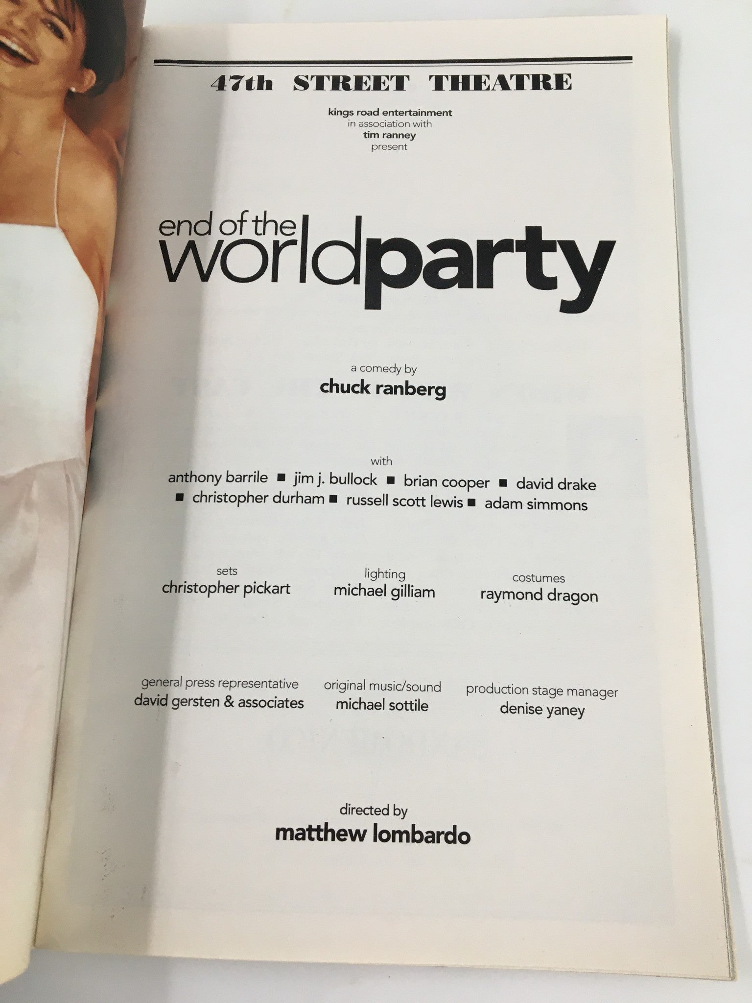 2000 Playbill 47th Street Theatre Anthony Barrile in End of the World Party