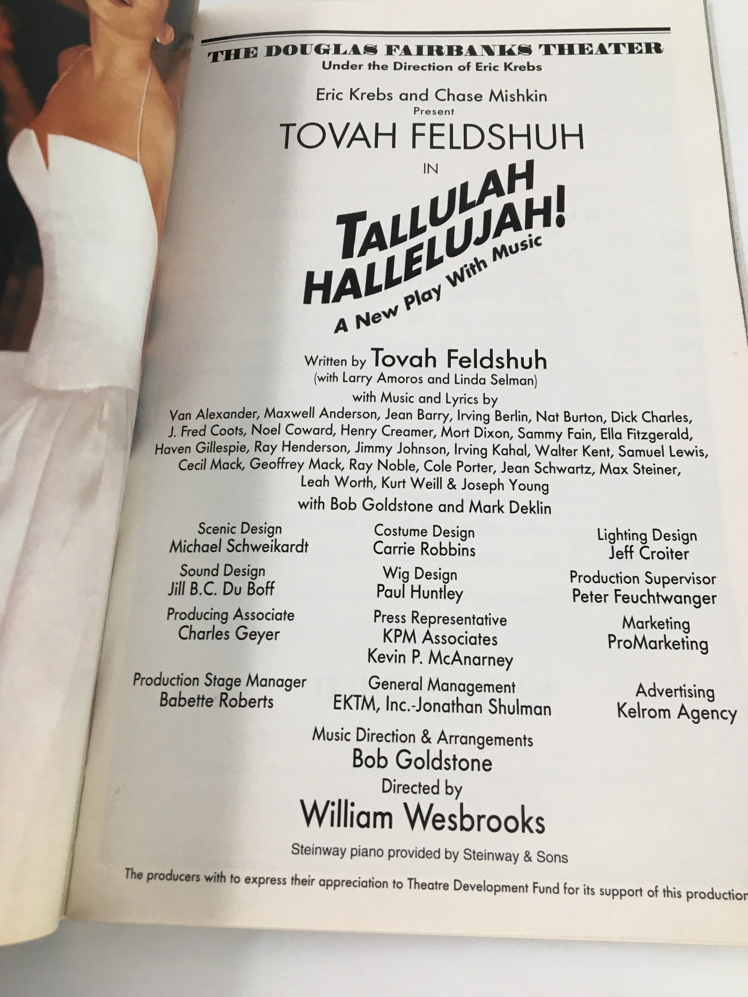 2000 Playbill Douglas Fairbanks Theater Tova Feldshuh in Tallulah Hallelujah!