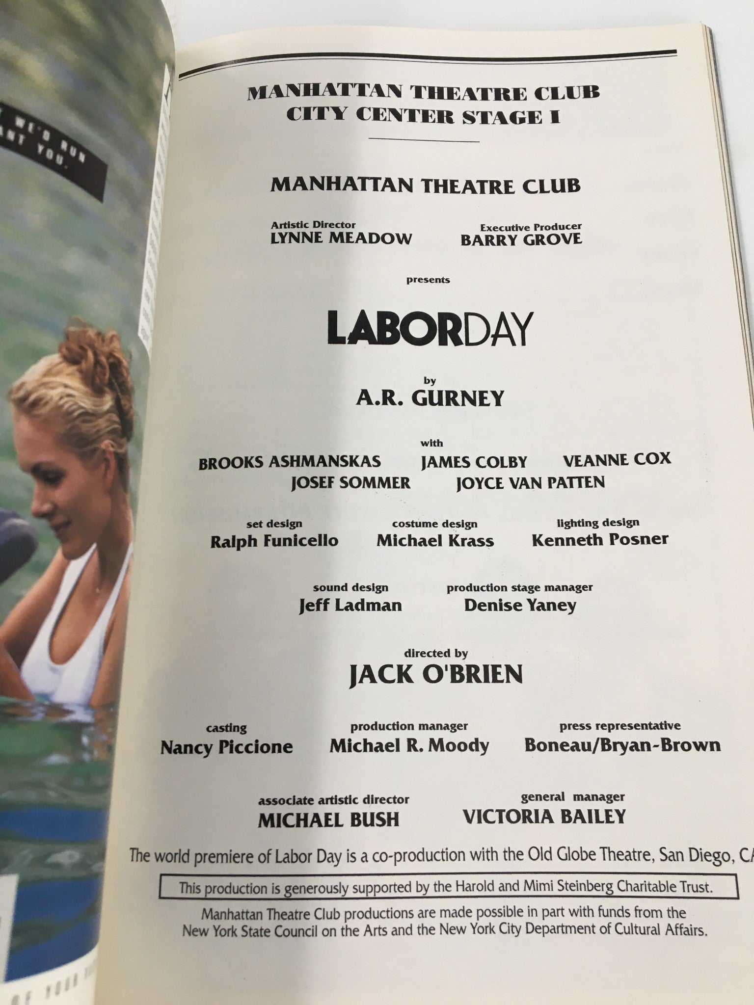 1998 Playbill Manhattan Theatre Club Brooks Ashmanskas in Labor Day