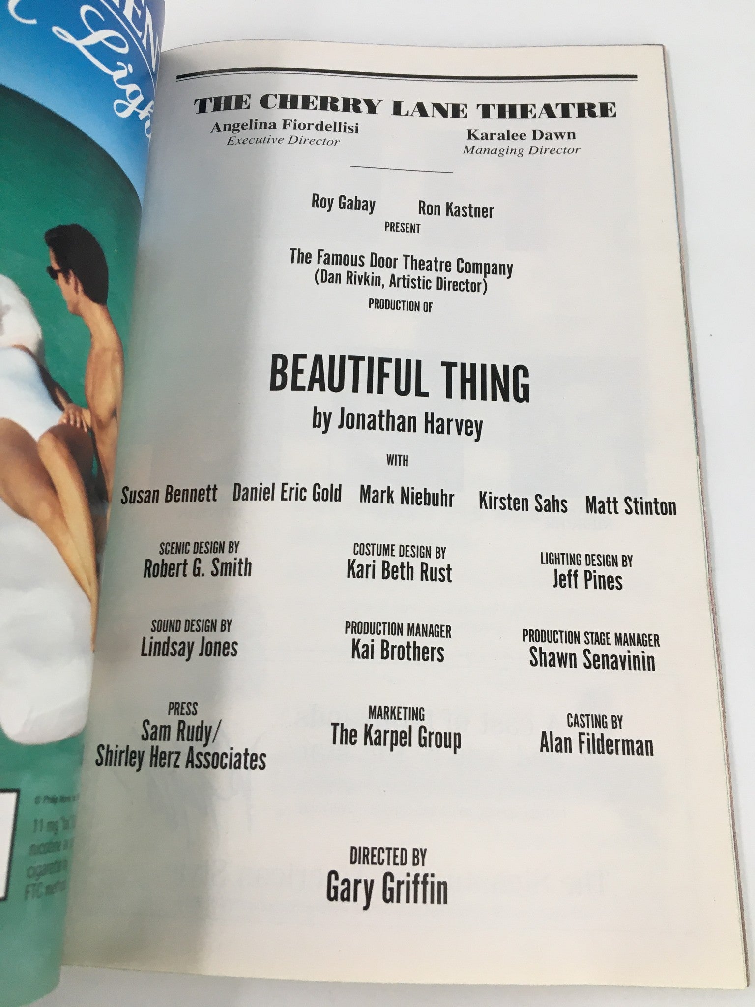 1999 Playbill The Cherry Lane Theatre Susan Bennett in Beautiful Thing