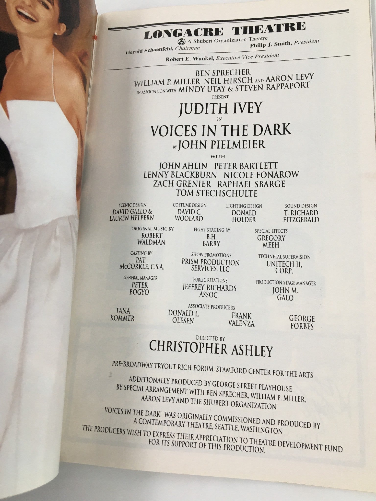 1999 Playbill Longacre Theatre Judith Ivey, John Ahlin in Voices in the Dark