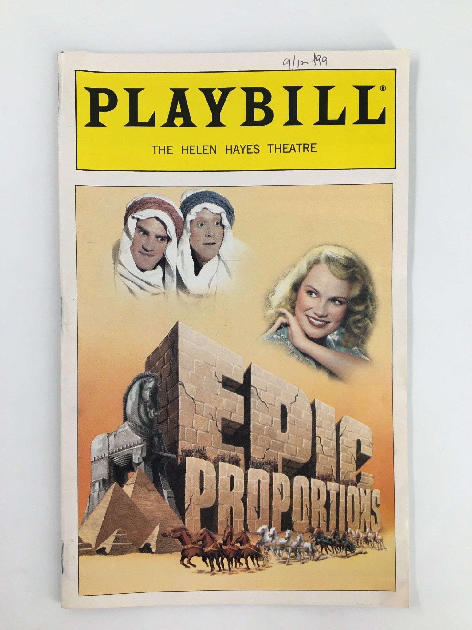 1999 Playbill The Helen Hayes Theatre Bob Cuillo, Brent Peek in Epic Proportions