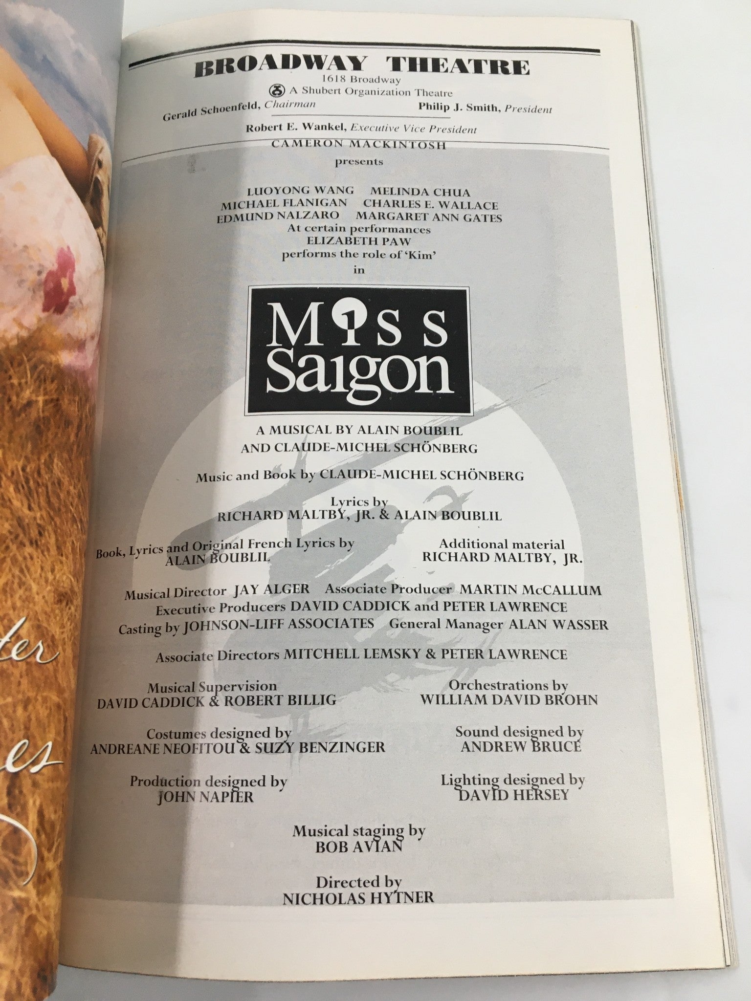 2000 Playbill Broadway Theatre Elizabeth Paw as Kim in Miss Saigon