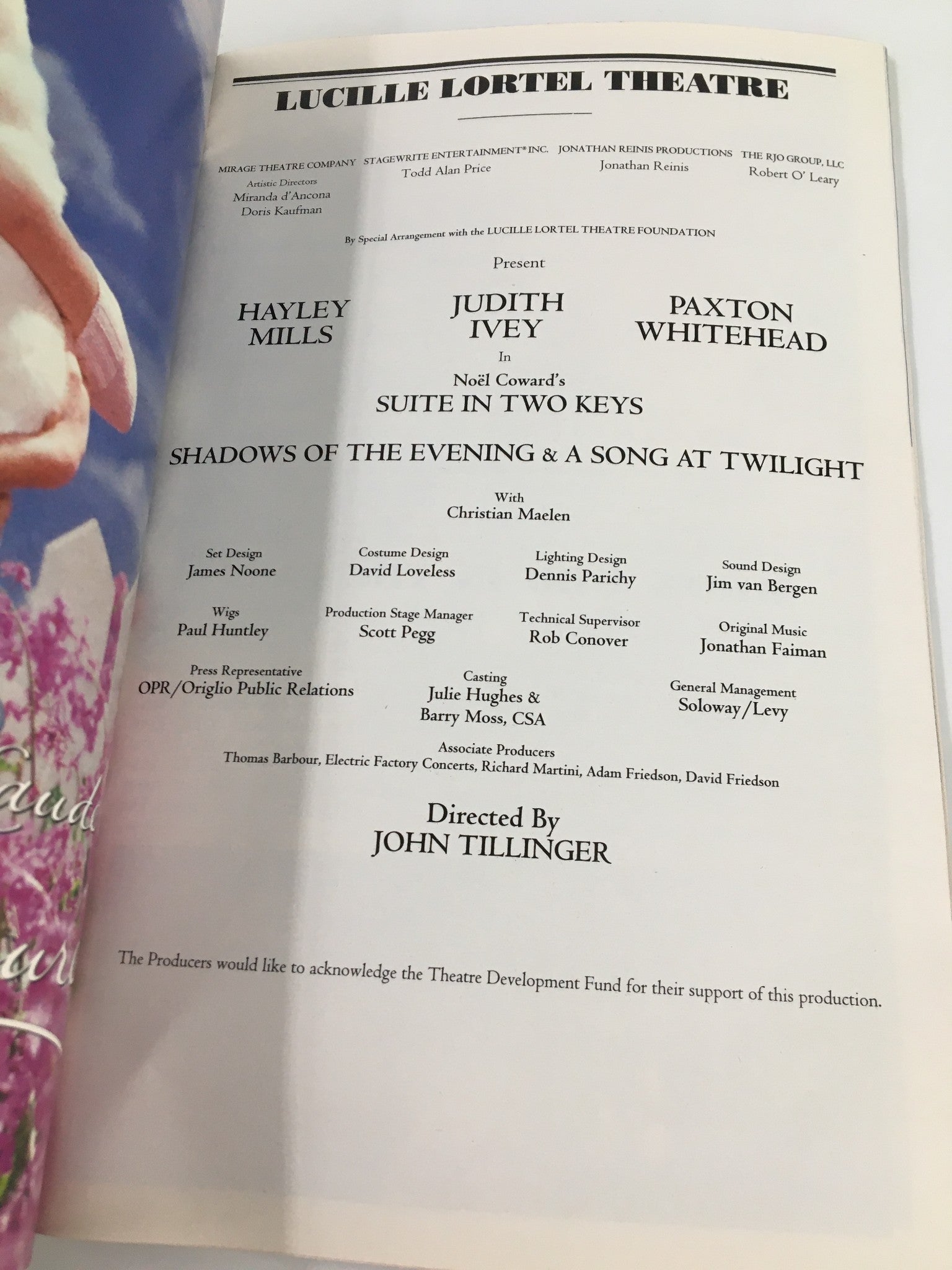 2000 Playbill Lucille Lortel Theatre Hayley Mills in Suite in Two Keys