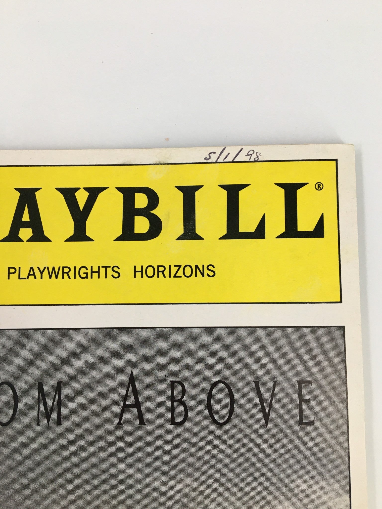 1998 Playbill Playwright Horizons Meg Gibson in From Above by Tom Donaghy