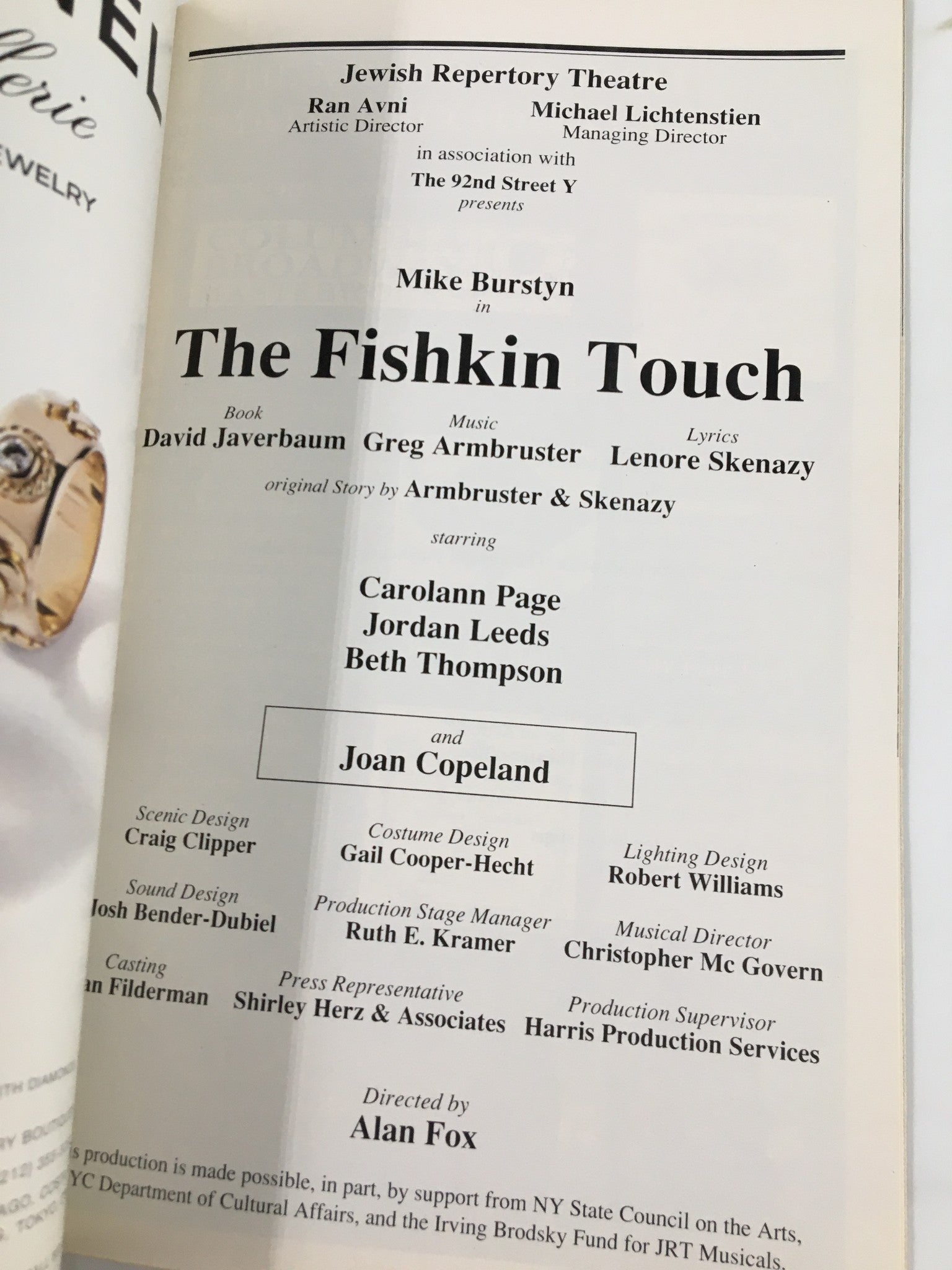 1998 Playbill Jewish Repertory Theatre Mike Burstyn in The Fishkin Touch