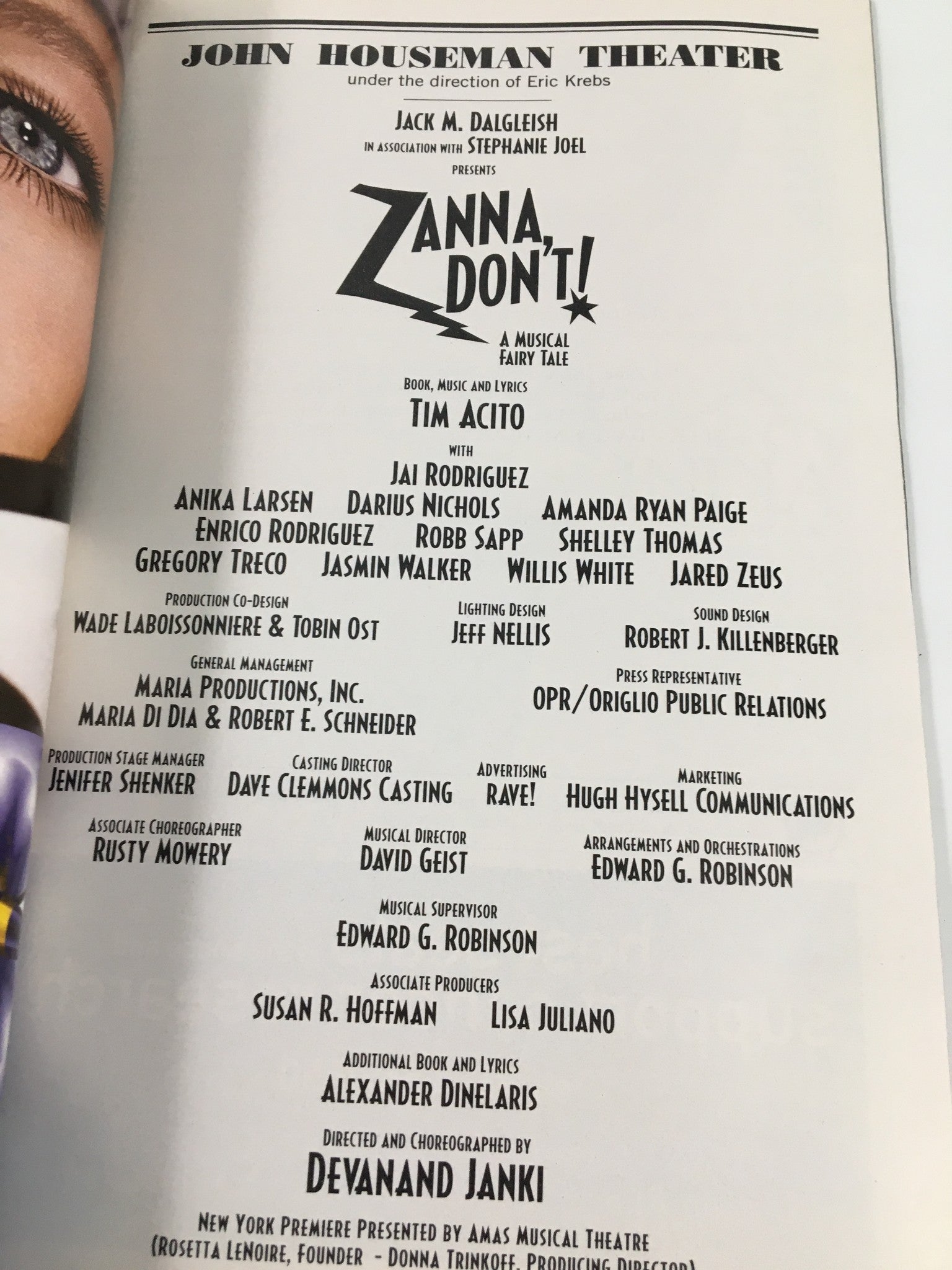 2003 Playbill John Houseman Theater Jai Rodriguez, Anika Larsen in Zanna Don't!