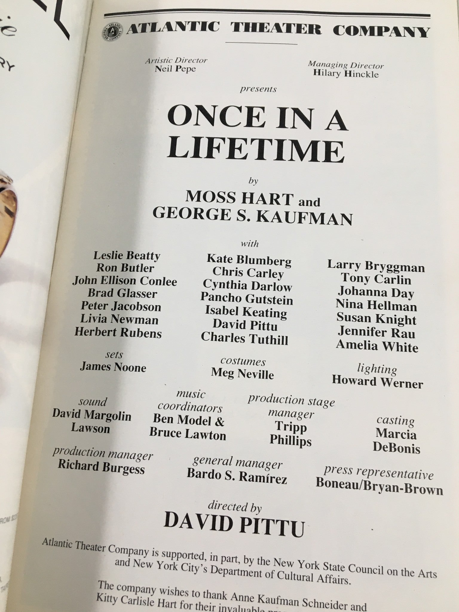 1998 Playbill Atlantic Theater Company Leslie Beatty in Once in a Lifetime